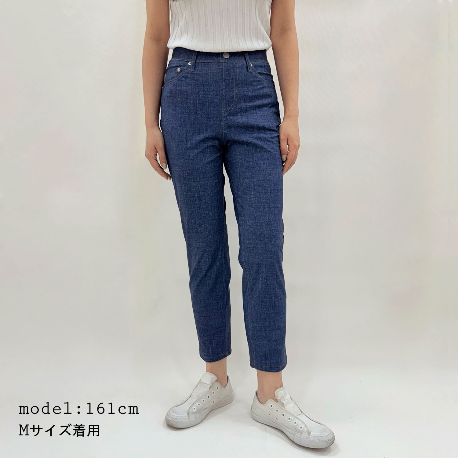 210ボブソン デニムプリントサマーハイテンションアンクルテーパード