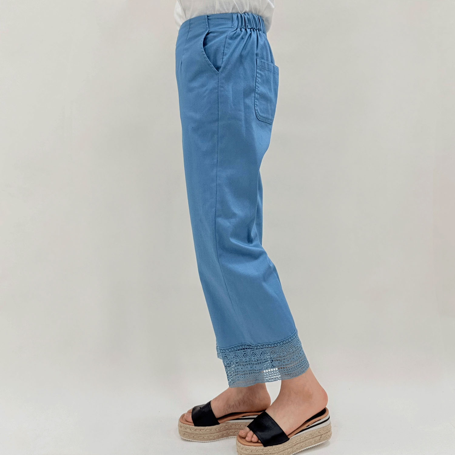 レースヘムワイドストレートパンツ - 画像2