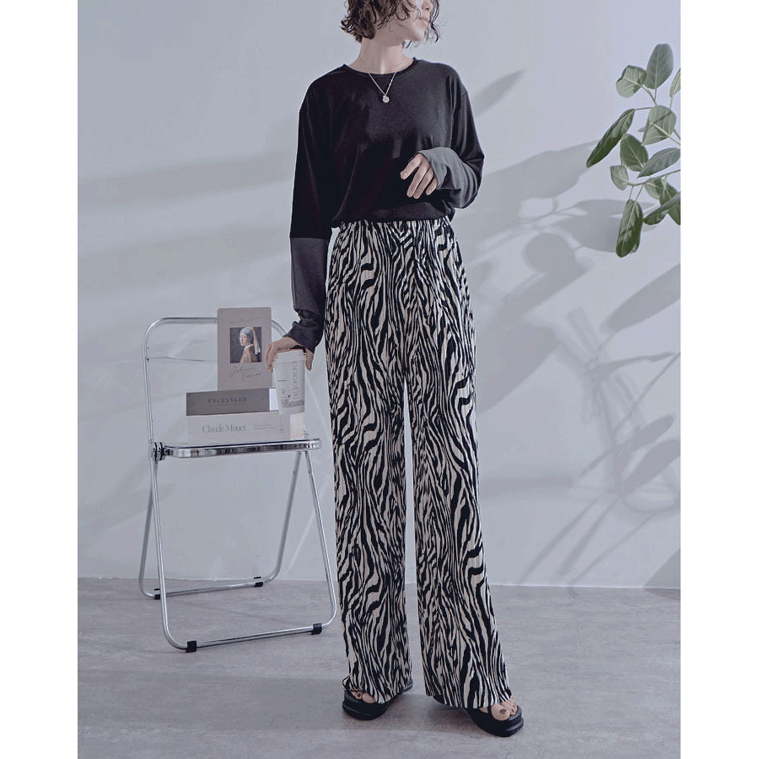 カットプリーツパンツ - 画像1