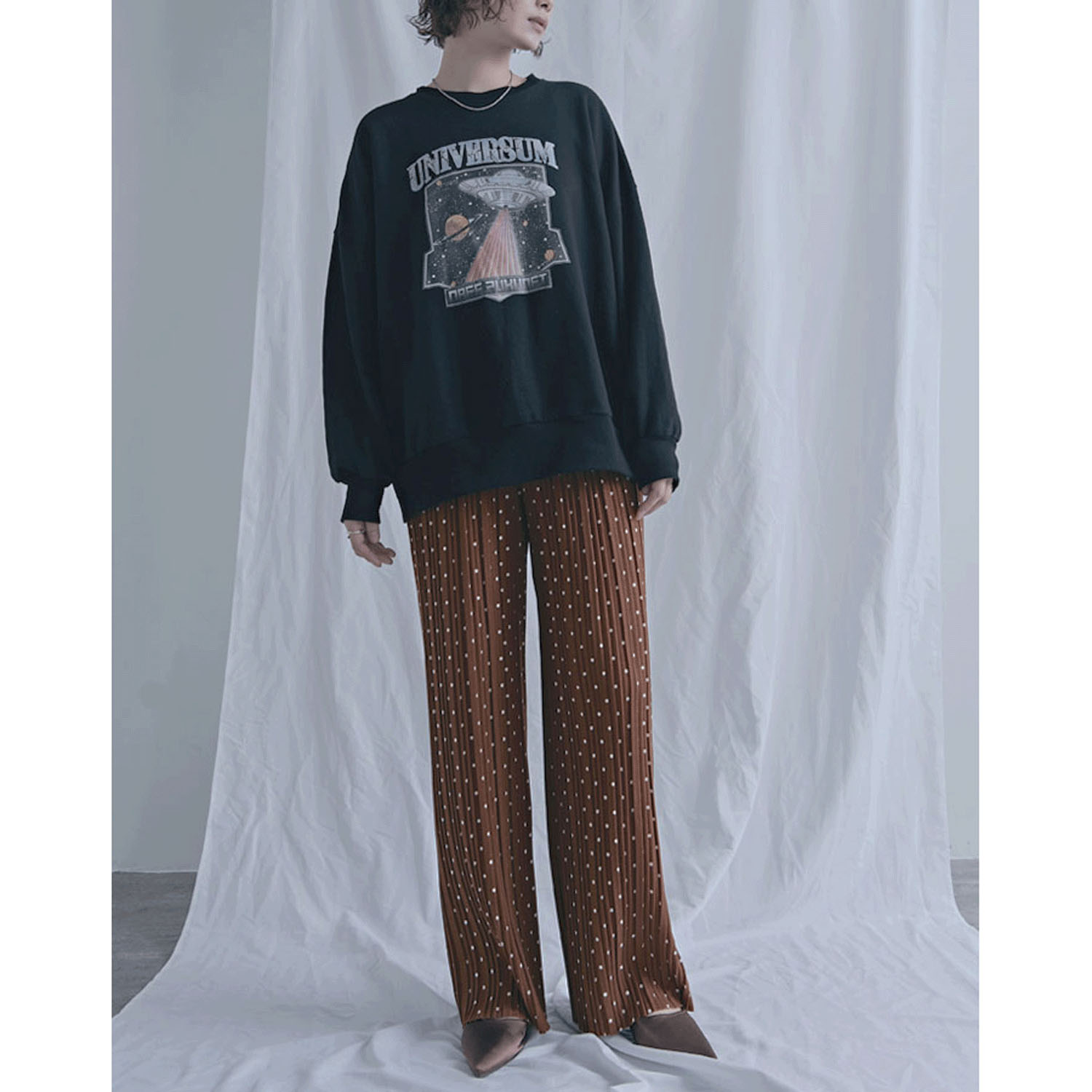 【ETONET限定お取り寄せ】カットプリーツ水玉柄パンツ - 画像2