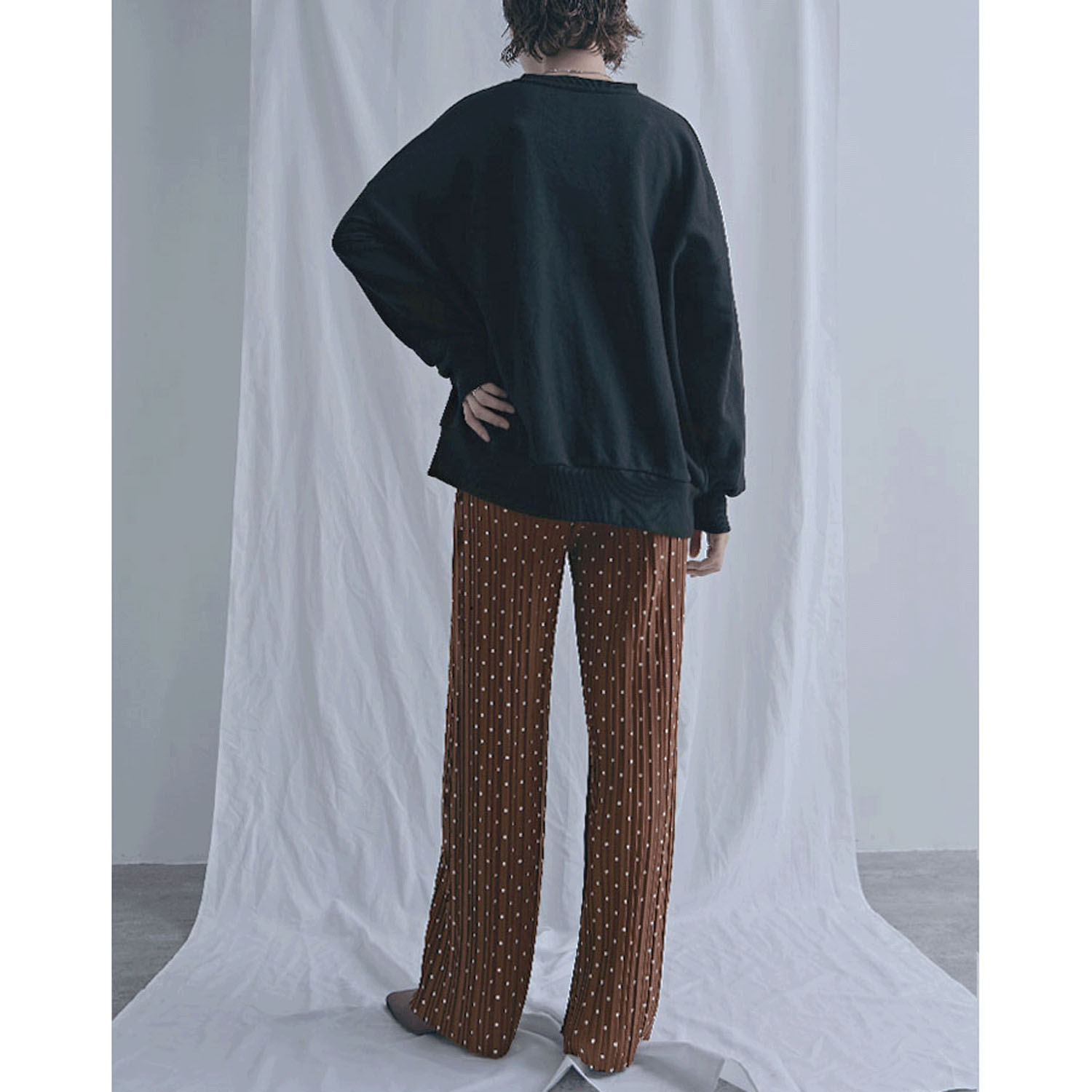 【ETONET限定お取り寄せ】カットプリーツ水玉柄パンツ - 画像4