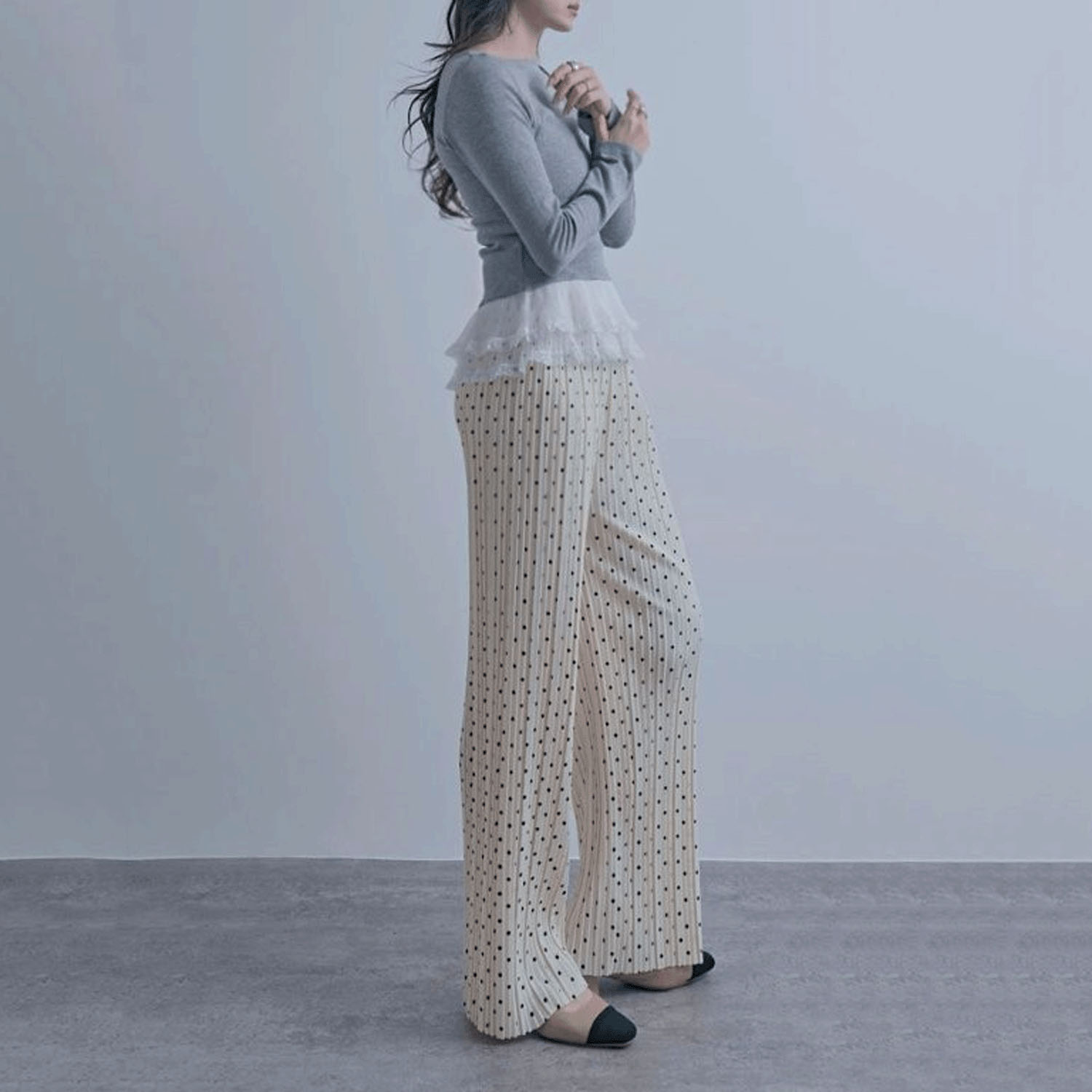 【ETONET限定お取り寄せ】カットプリーツ水玉柄パンツ - 画像8