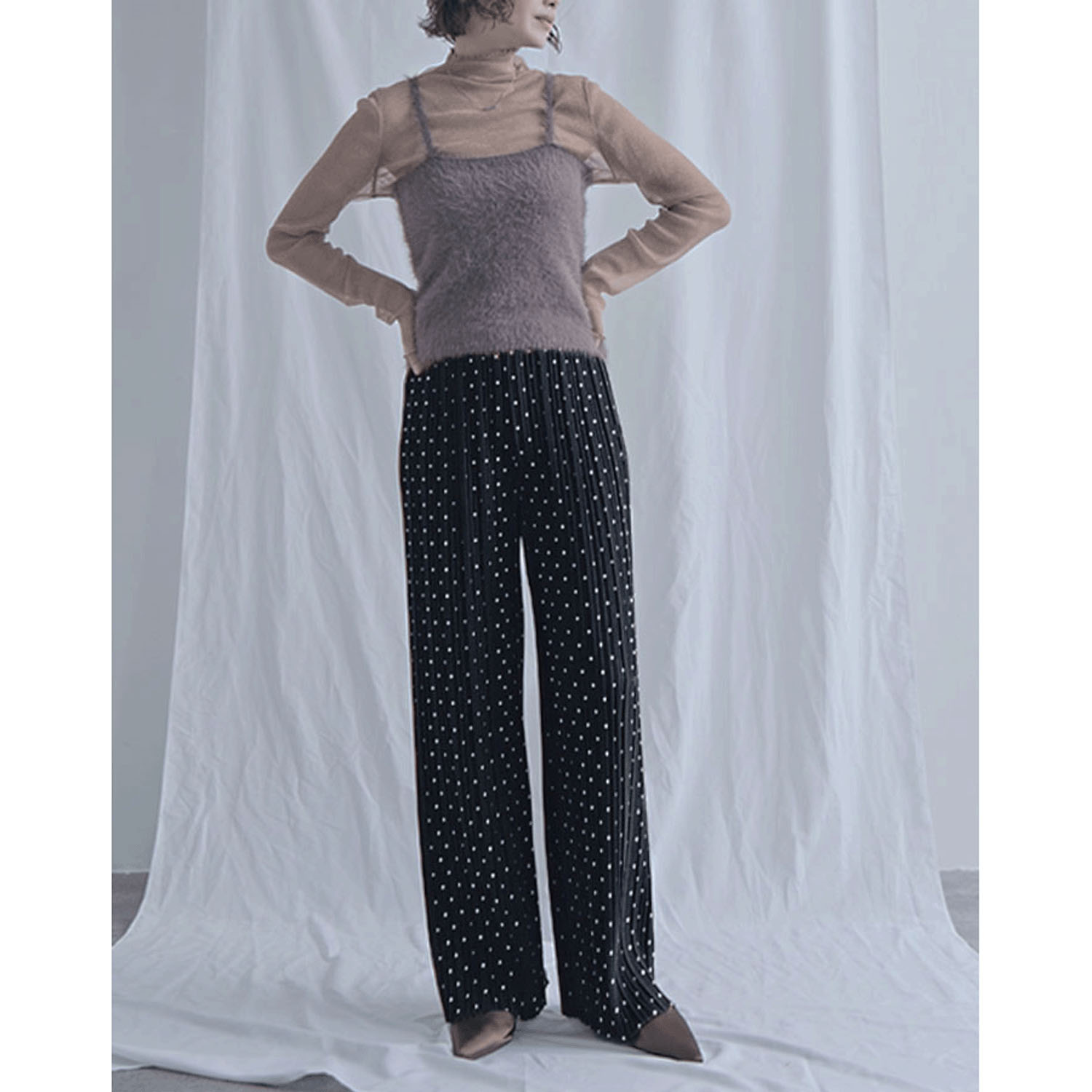 【ETONET限定お取り寄せ】カットプリーツ水玉柄パンツ - 画像10