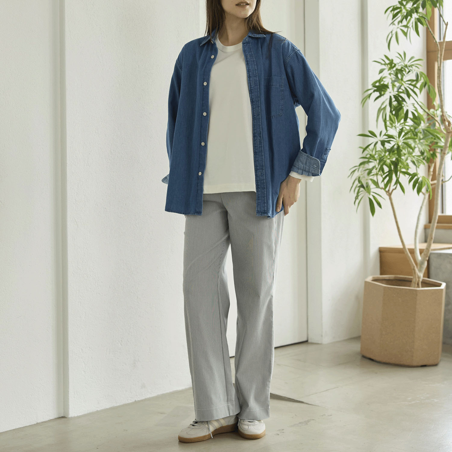 reginetta ストライプストレッチ・ワイドパンツ - 画像3