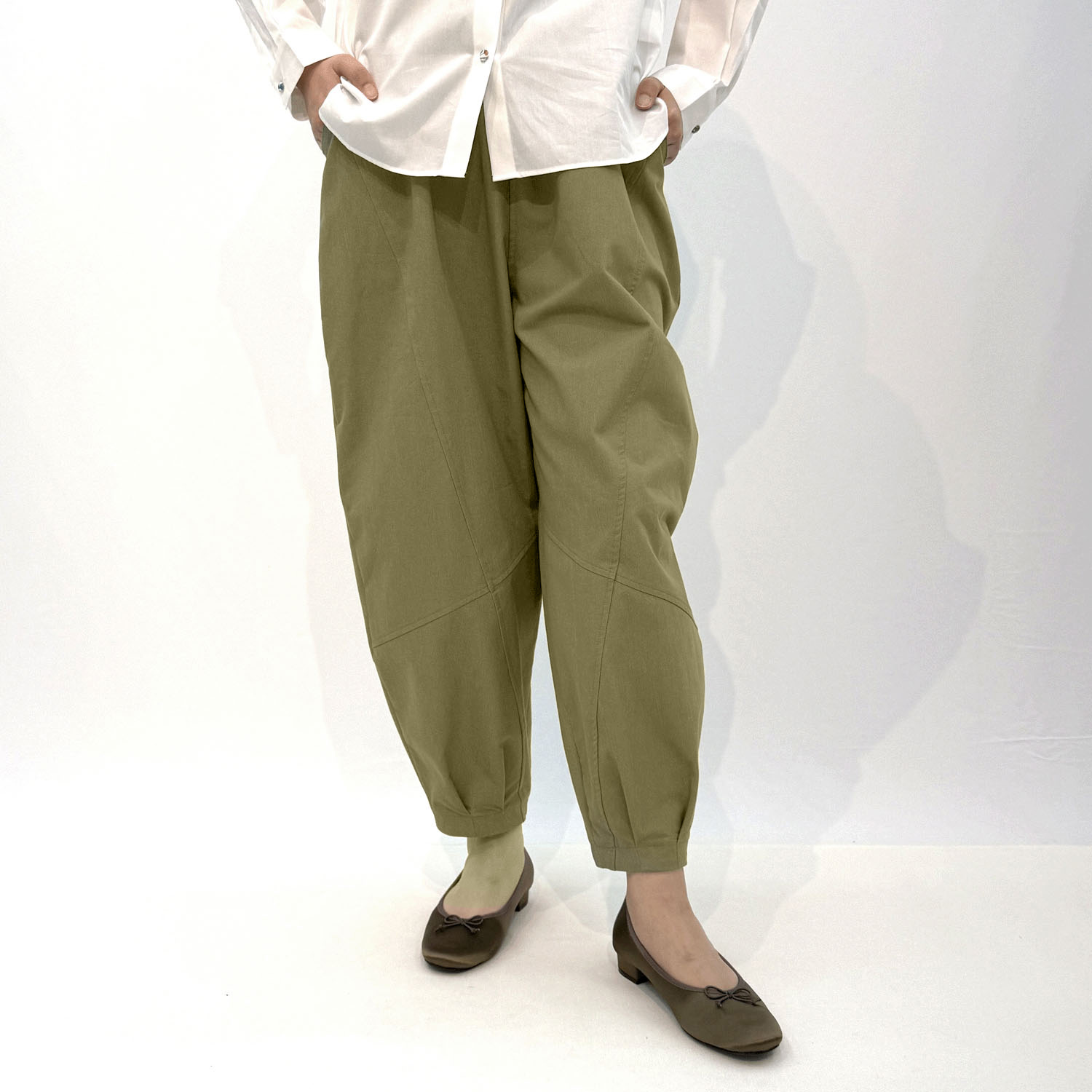 綿混クリンクルコクーンパンツ - 画像1