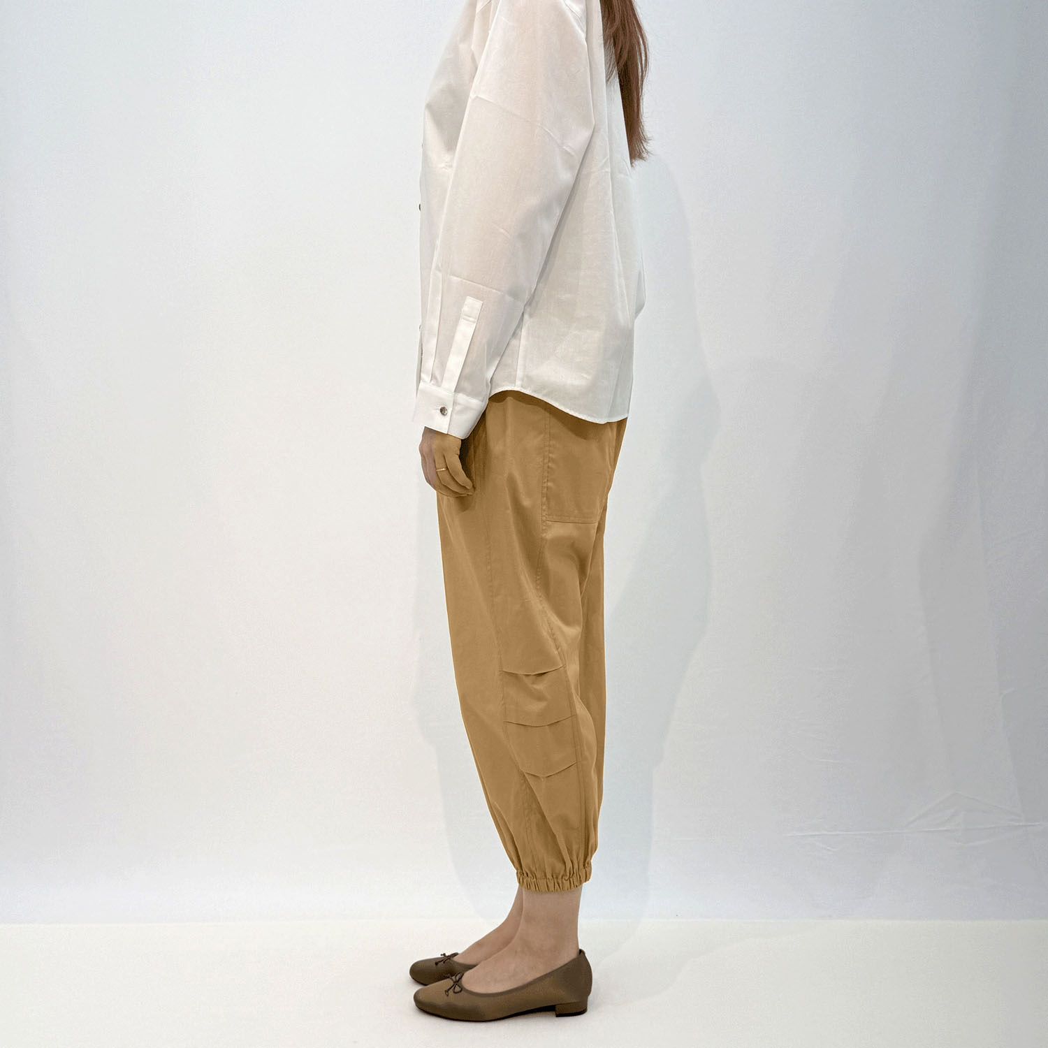 コットンポプリンサイドタックパンツ - 画像2
