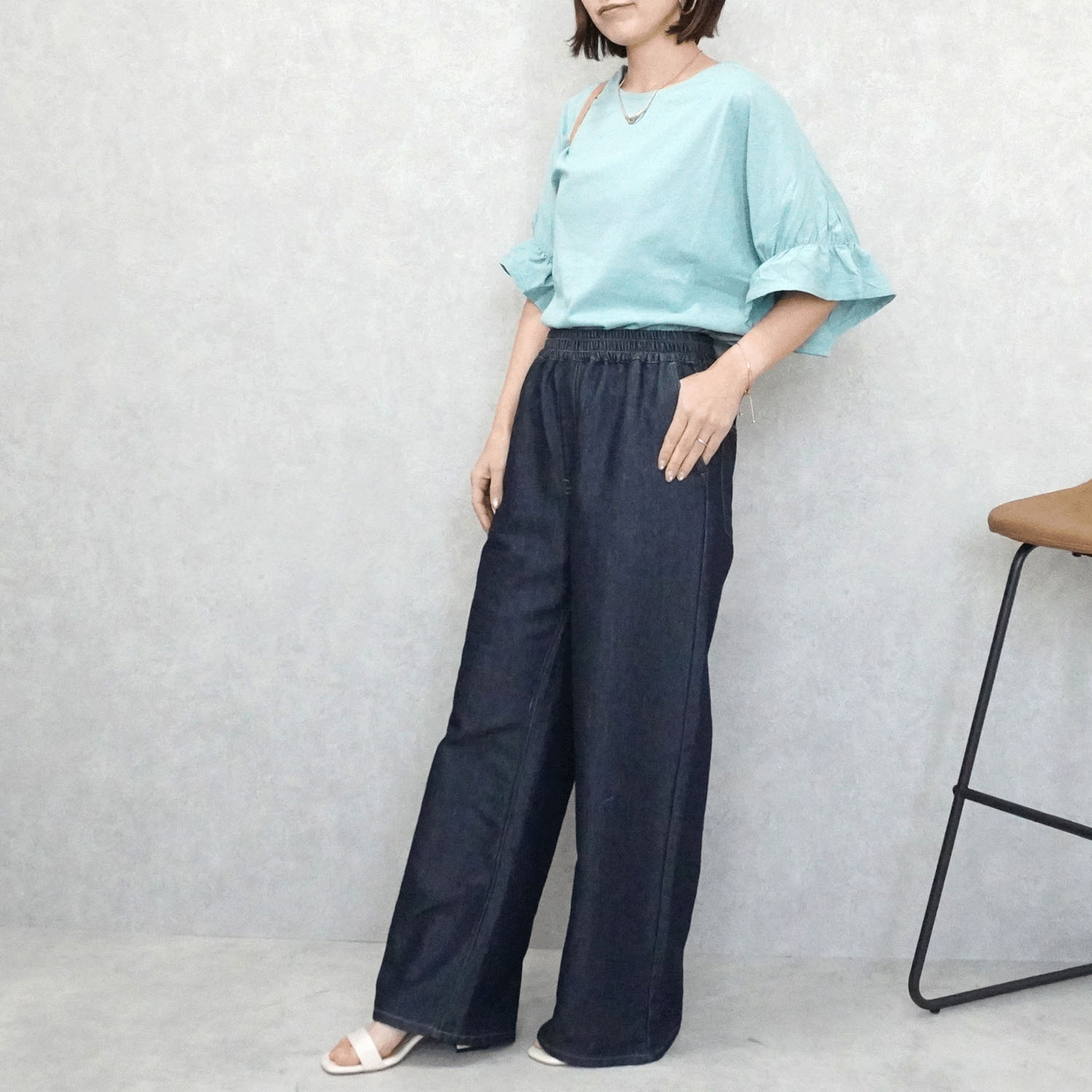 W HEART 柔らかガーゼデニムワイドパンツ - 画像15