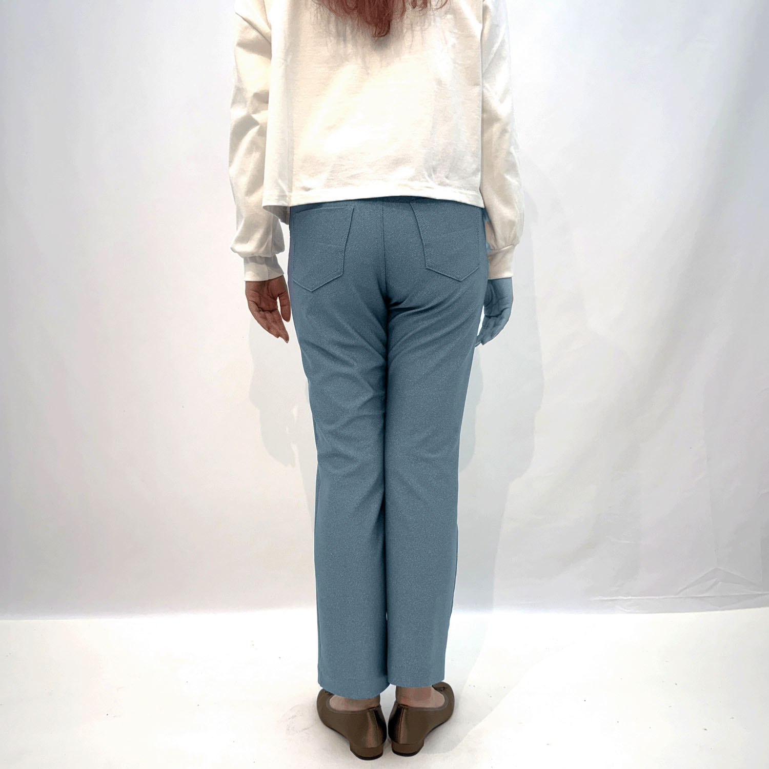 釦付きデニムプリント 大人スタイルパンツ - 画像4