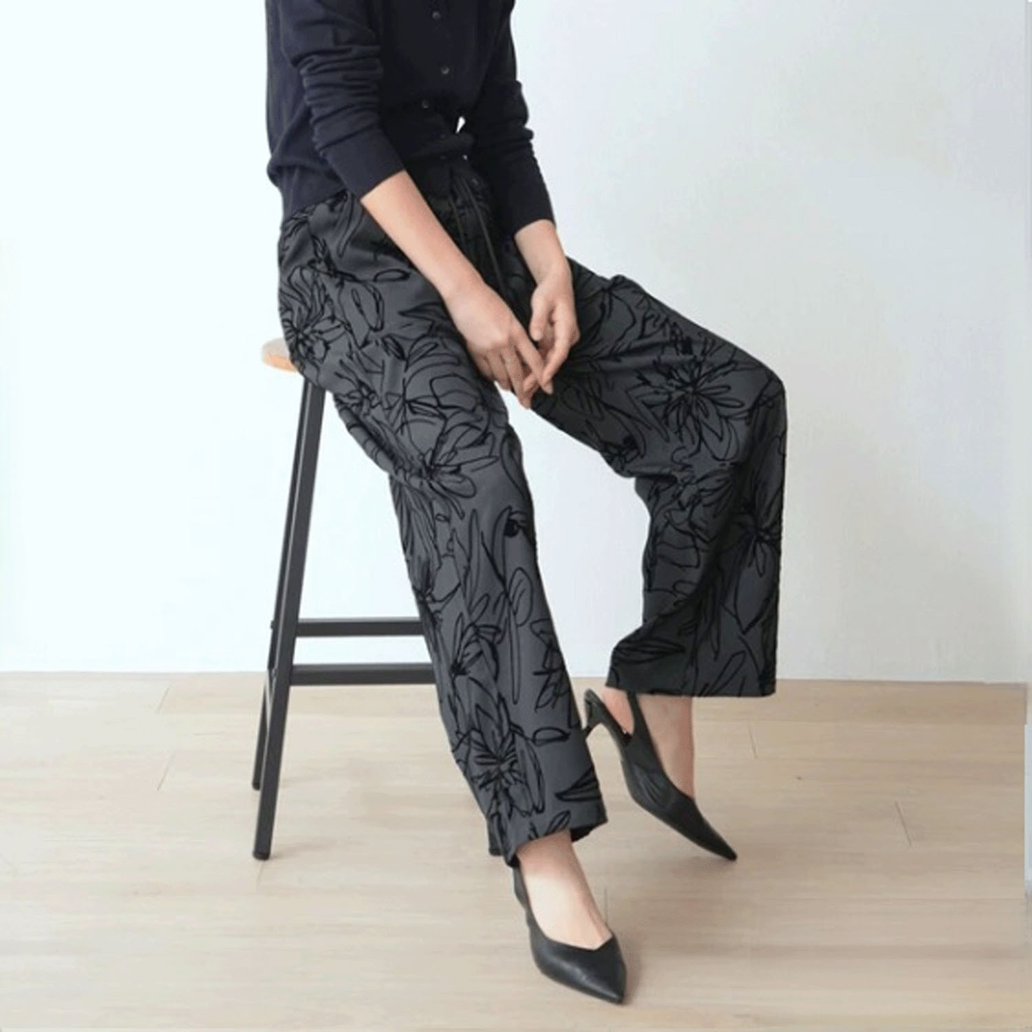 Nohea 花柄フロッキーワイドパンツ - 画像10