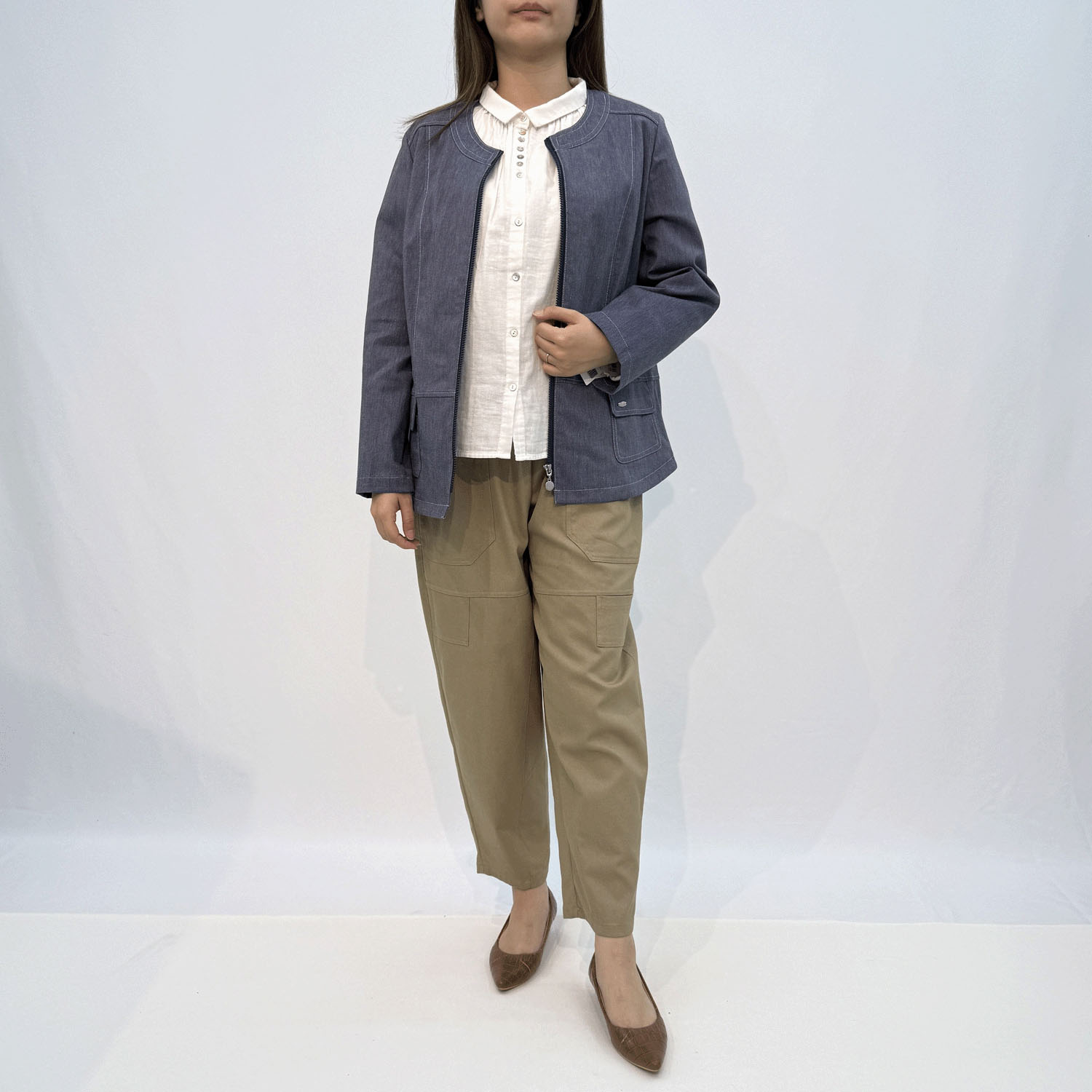 綿ストレッチ切替パンツ - 画像2