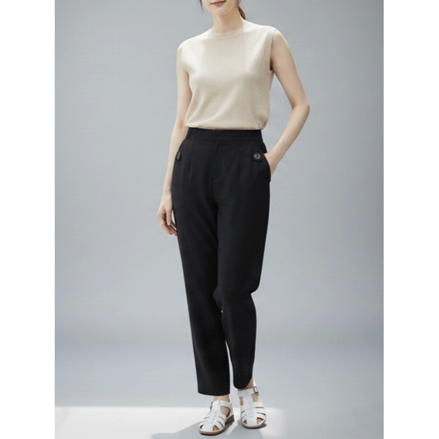 aiai リヨセル麻ストレッチ シュッと！ストレートパンツ - 画像10