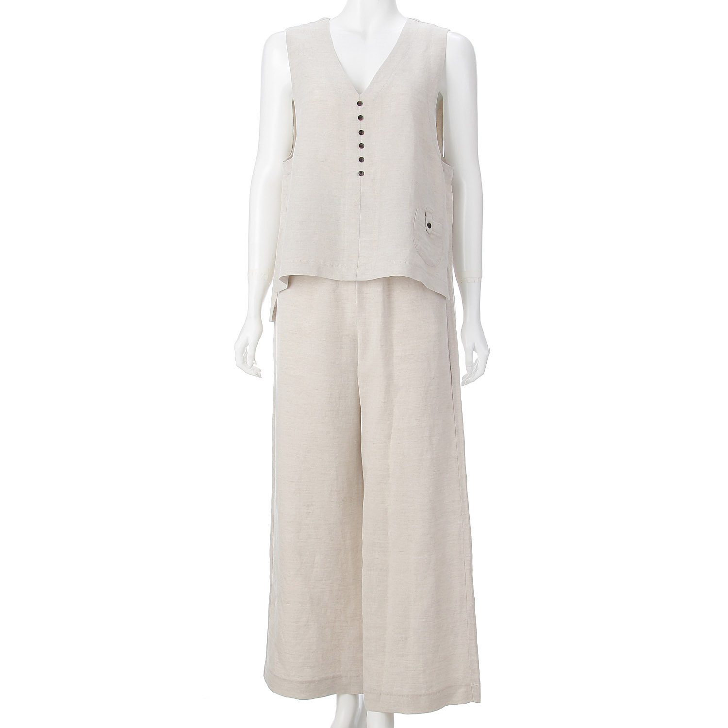 aiai 麻レーヨン シュッと！ワイドフレアーパンツ - 画像11