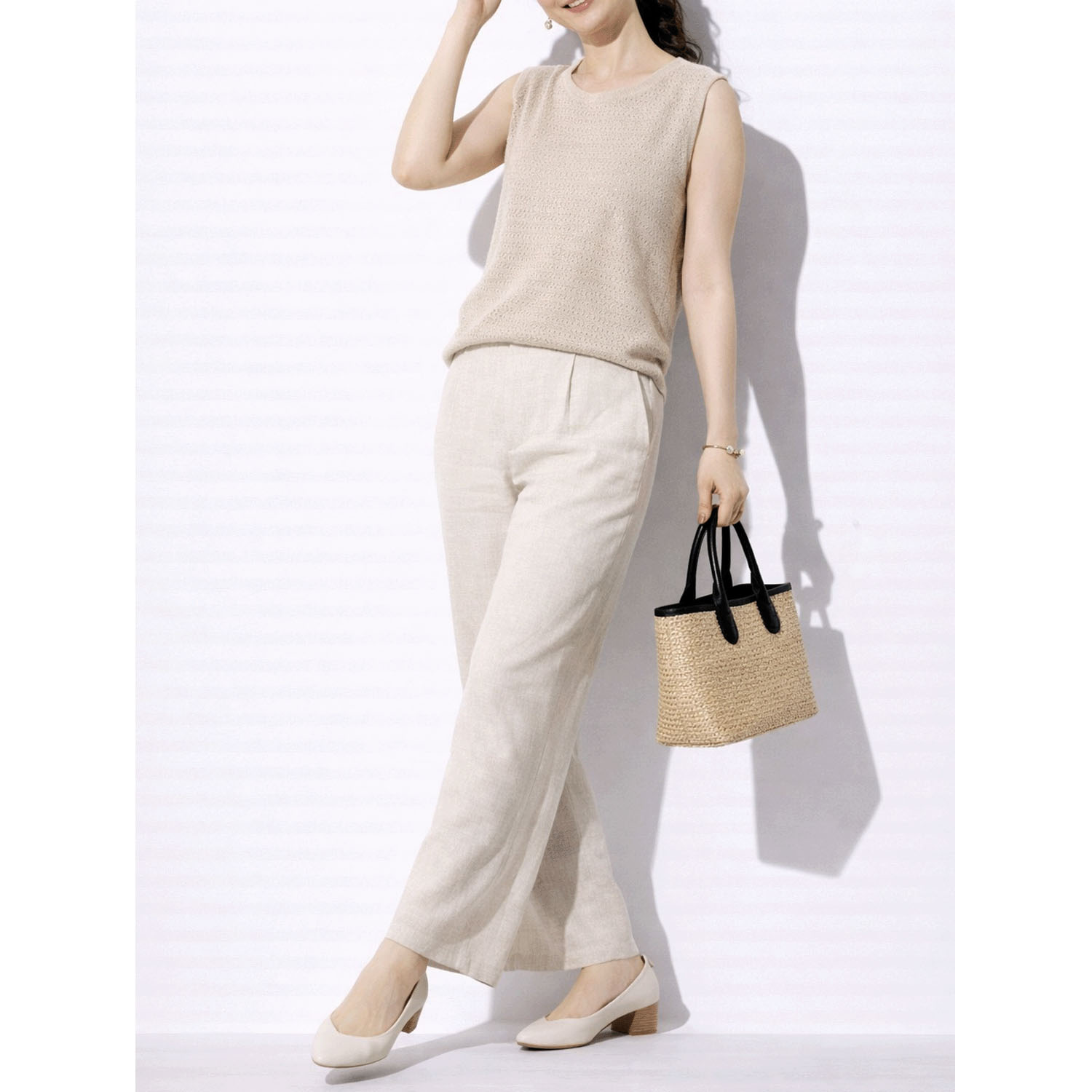 aiai 麻レーヨン シュッと！ワイドフレアーパンツ - 画像7