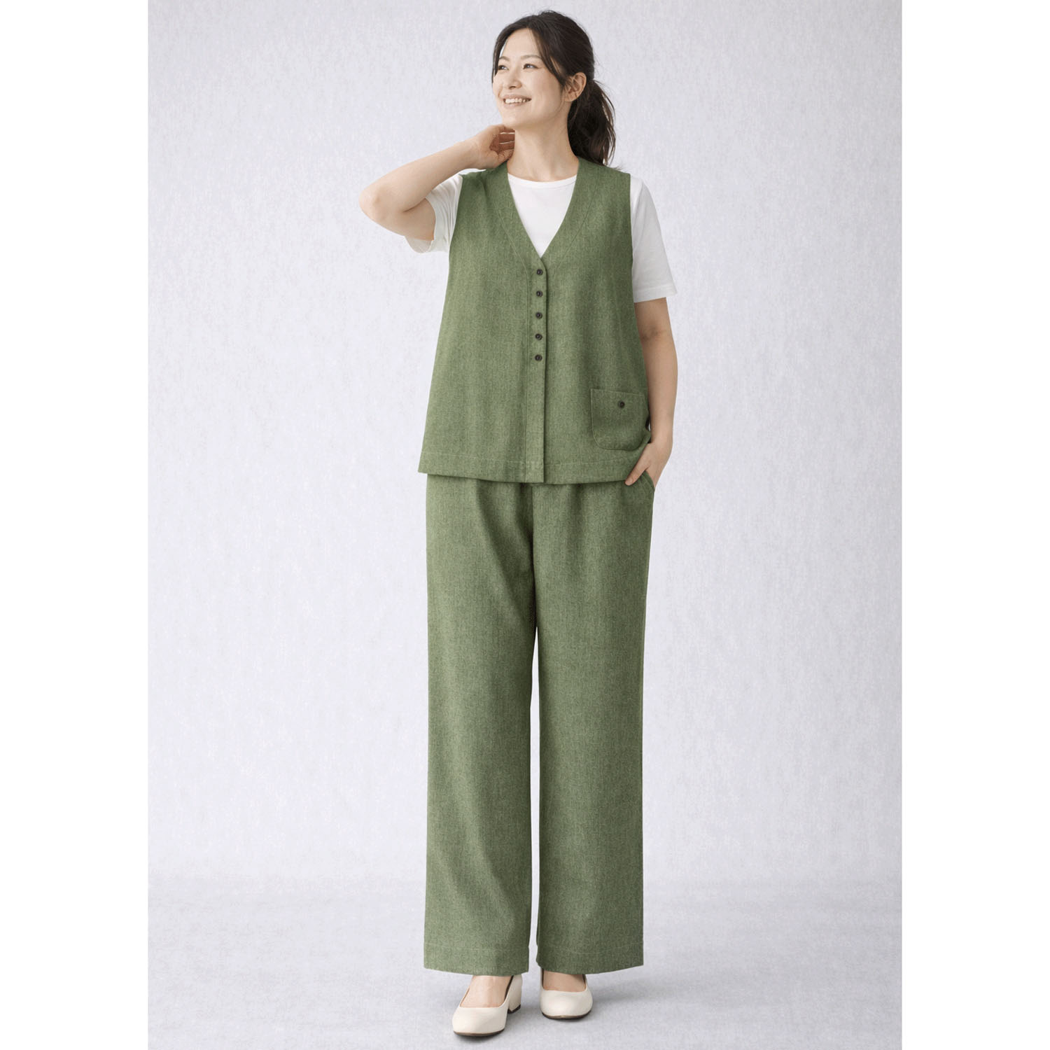 【InstaLive】aiai 麻レーヨン シードポケットベスト - 画像12