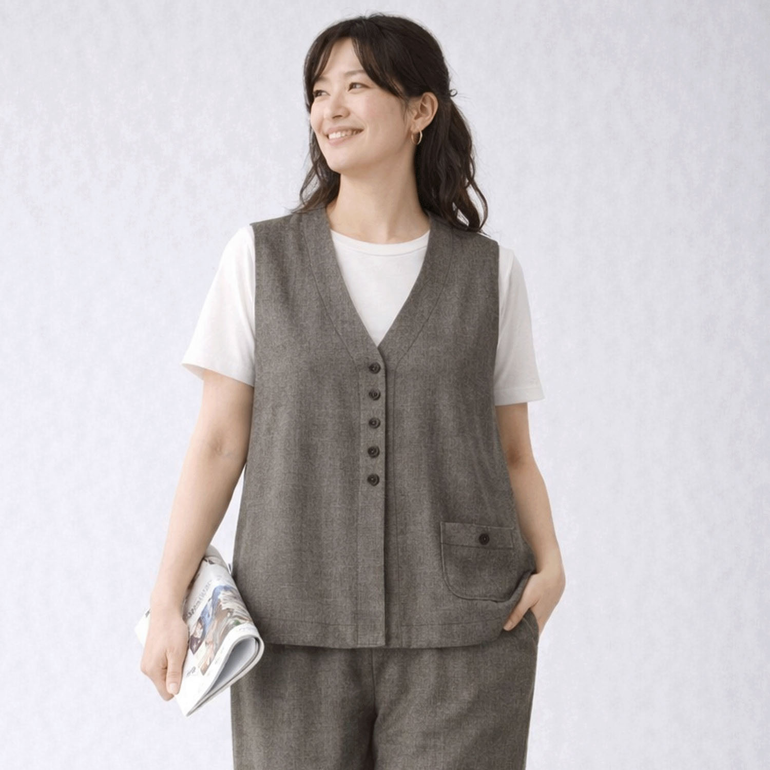 【InstaLive】aiai 麻レーヨン シードポケットベスト - 画像8