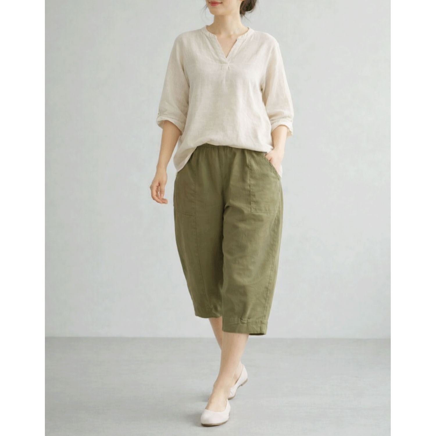 【InstaLive】aiai リヨセル麻ストレッチ コクーンキュロット - 画像8