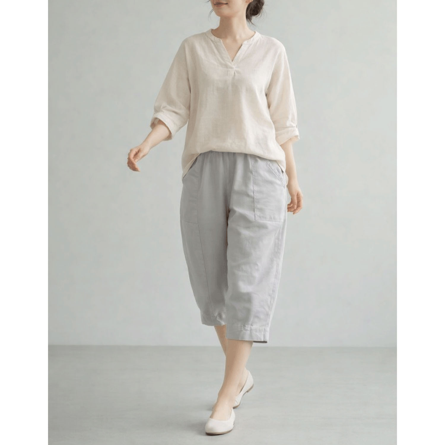 【InstaLive】aiai リヨセル麻ストレッチ コクーンキュロット - 画像1