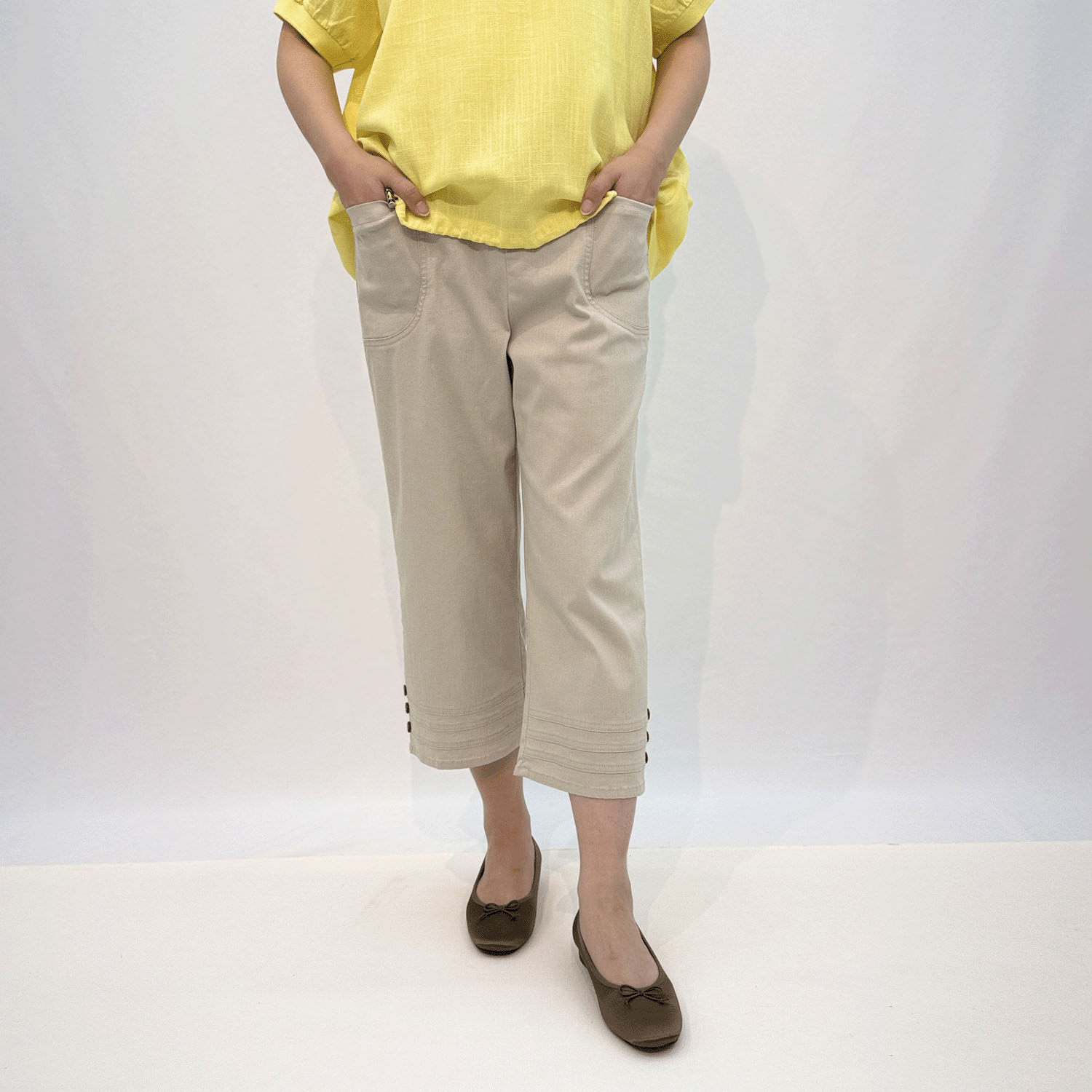 aiai T／Cスラブツイル シュッと！クロップドストレート - 画像2