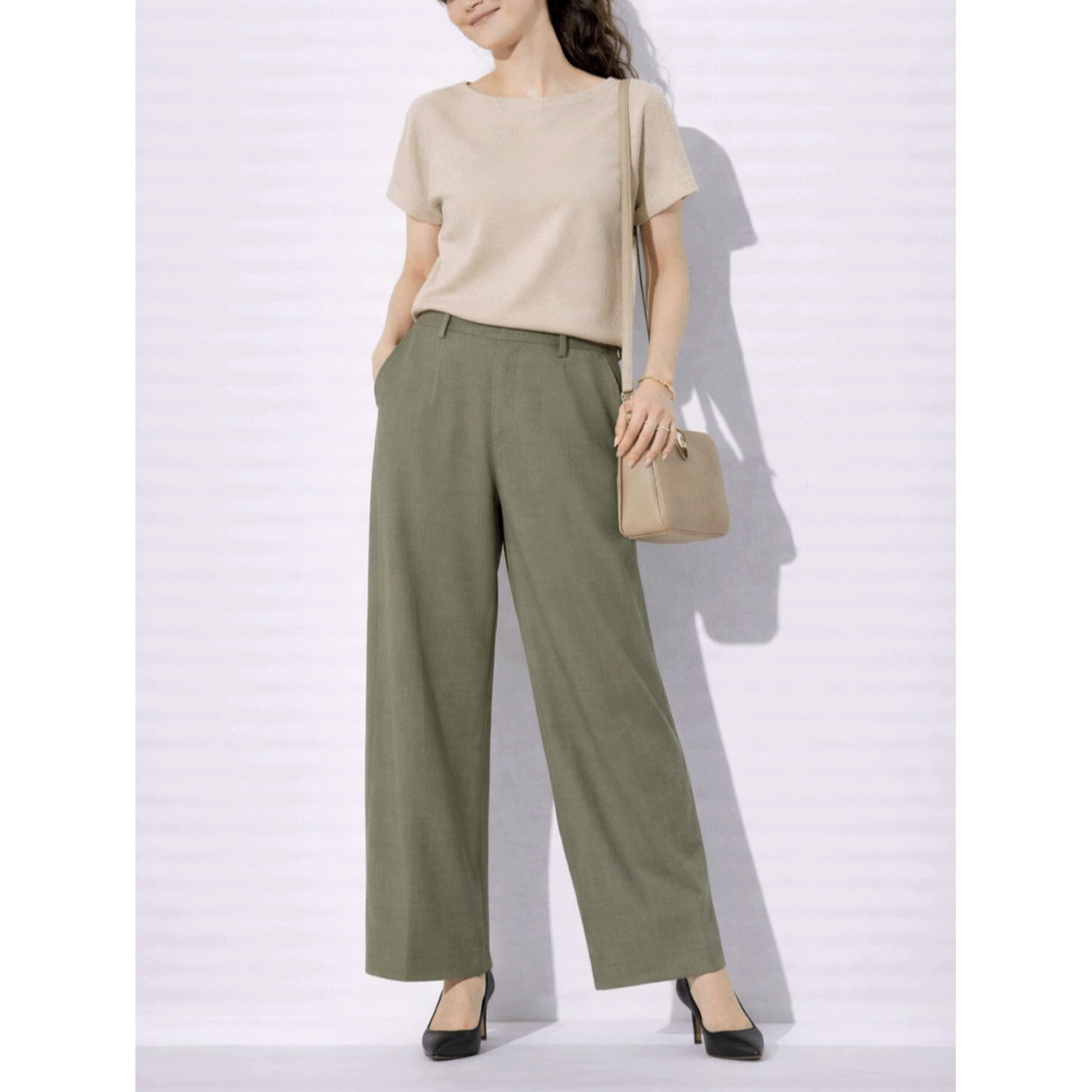 aiai 麻涼みストレッチ ラクキレイワイドパンツ - 画像9