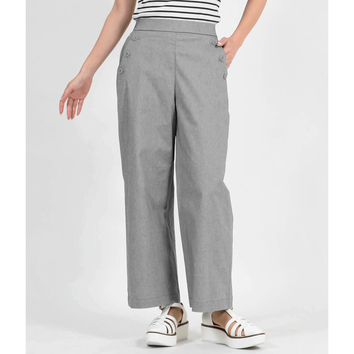 C／Nシャンブレー ストレッチマリンワイドパンツ - 画像2