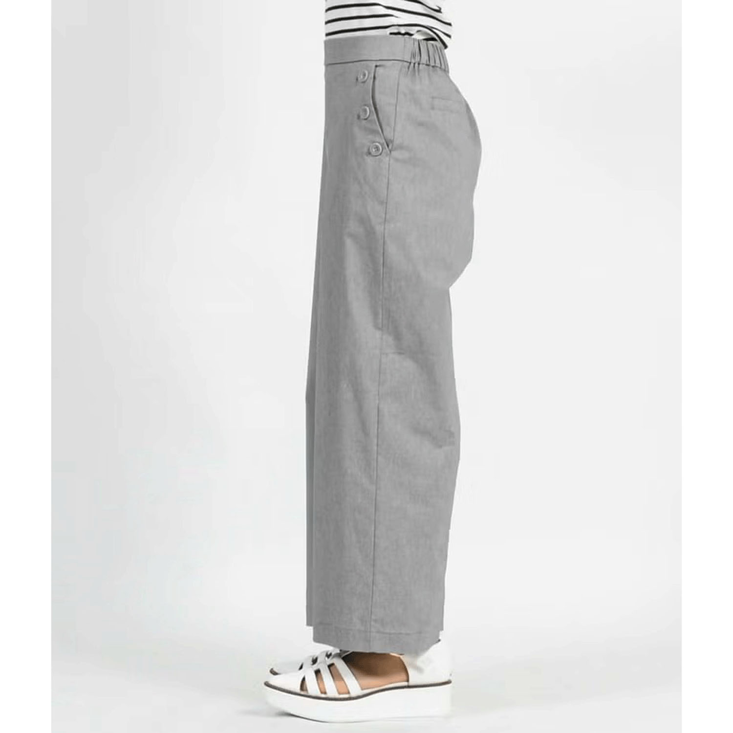 C／Nシャンブレー ストレッチマリンワイドパンツ - 画像3