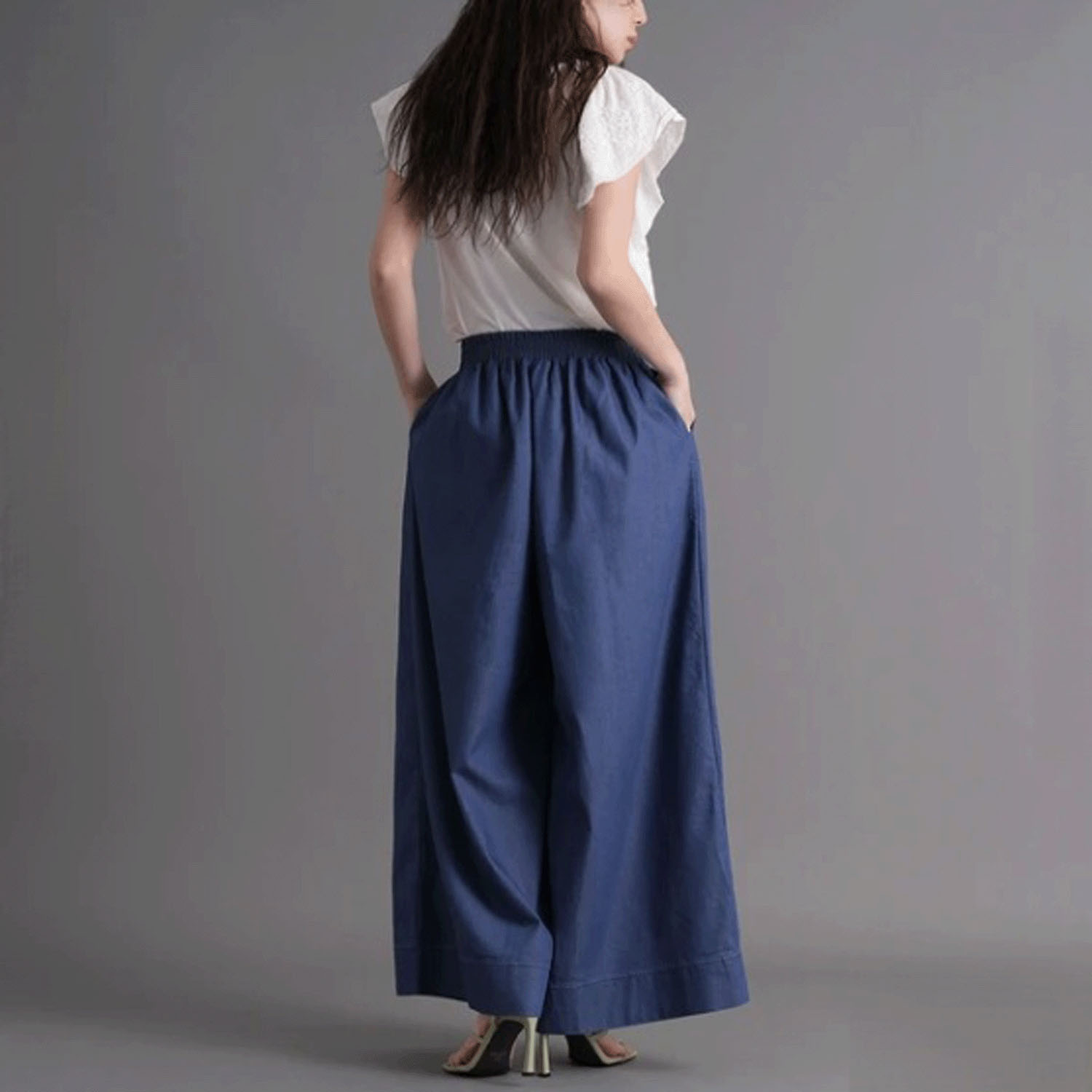 スラブデニムロングガウチョ - 画像17