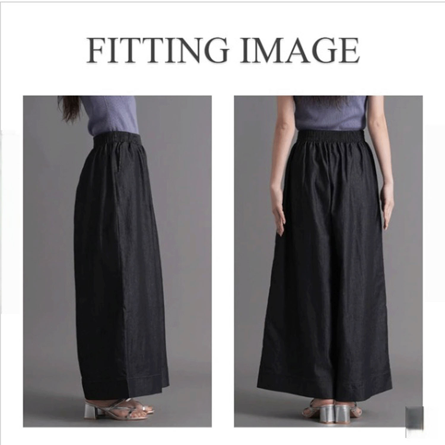 スラブデニムロングガウチョ - 画像5