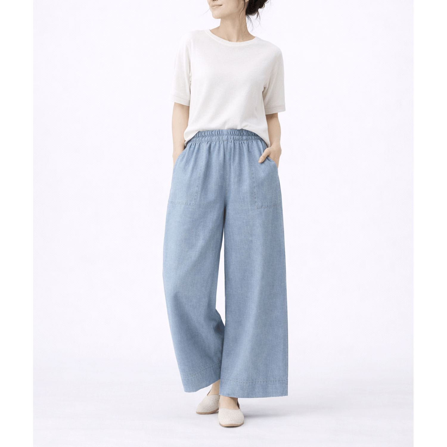 【InstaLive】aiai リヨセル／麻／レーヨンデニム ワイドパンツ