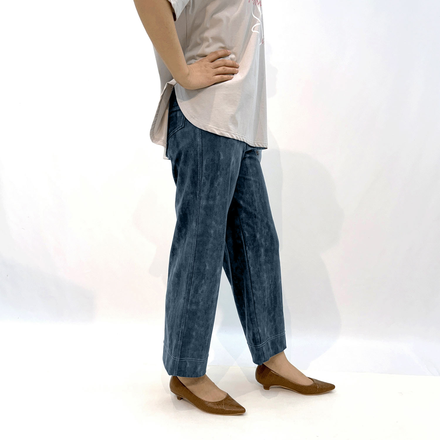 デニムプリントワイドパンツ - 画像2