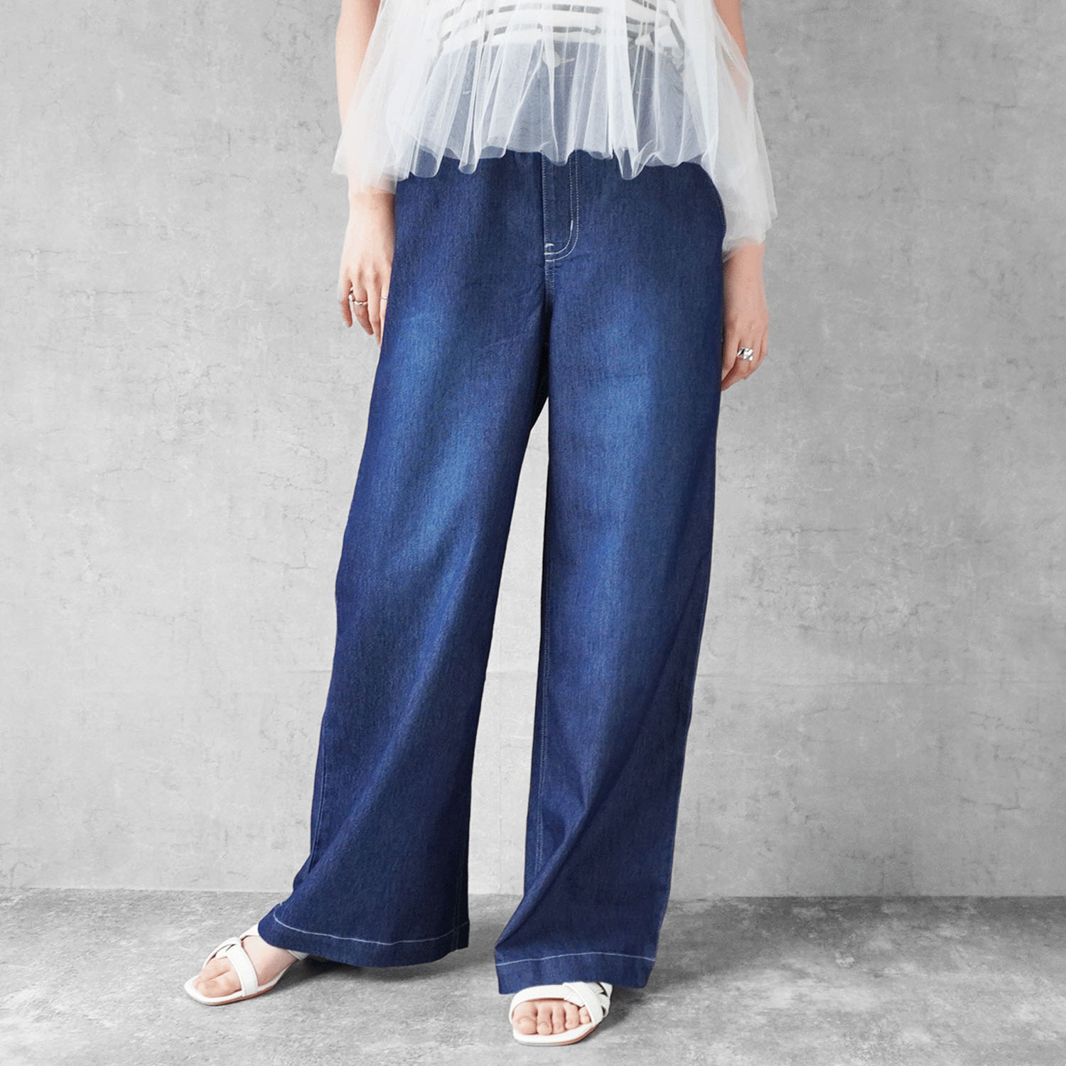 W HEART アイスメッシュデニムワイドパンツ - 画像6