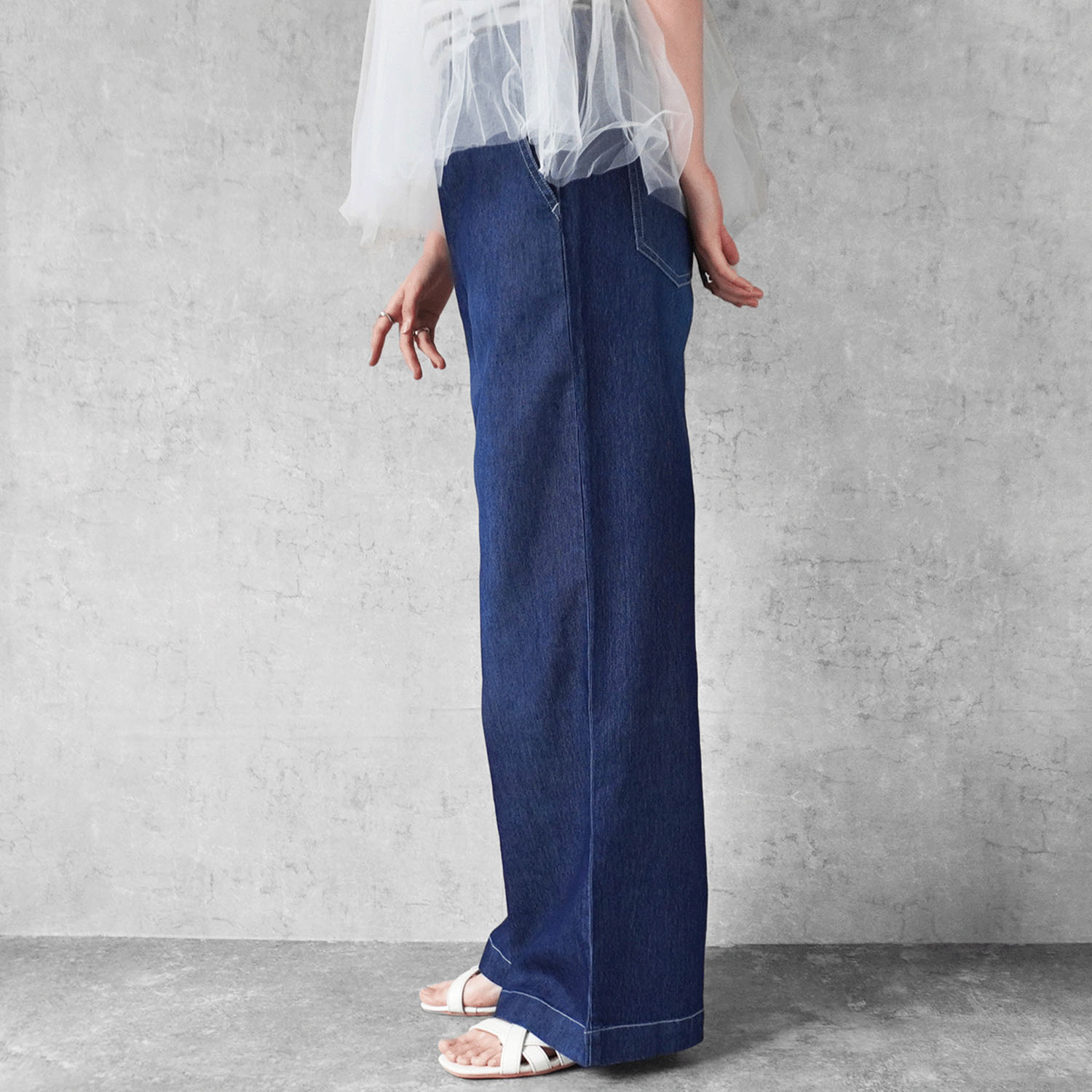 W HEART アイスメッシュデニムワイドパンツ - 画像7