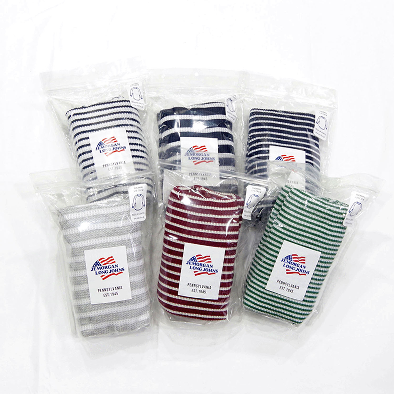 【JEMORGAN LONG JOHNS】 ボーダー ワッフルラグランTパック