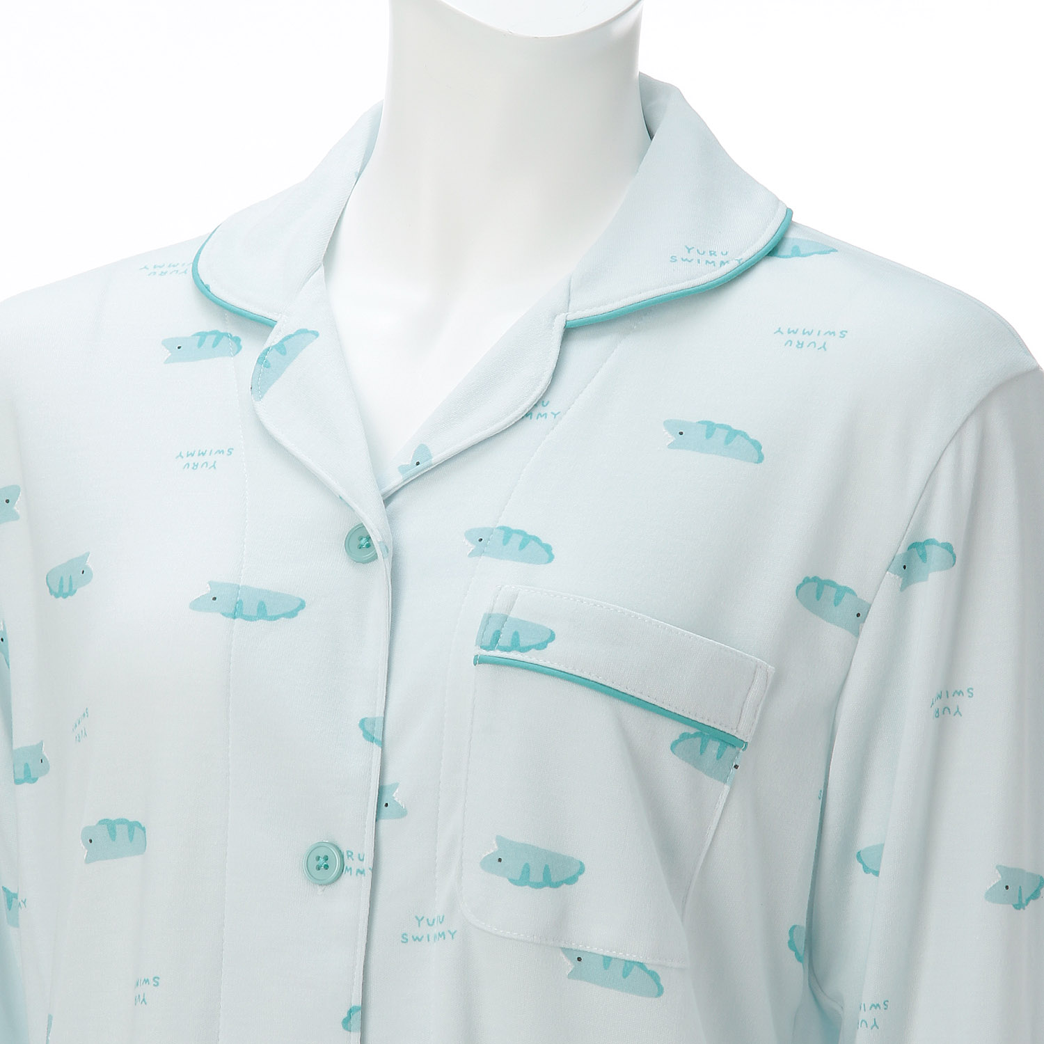 ゆるすいみー TRスムース 総柄 長袖長パンツ シャツパジャマ レディース - 画像4