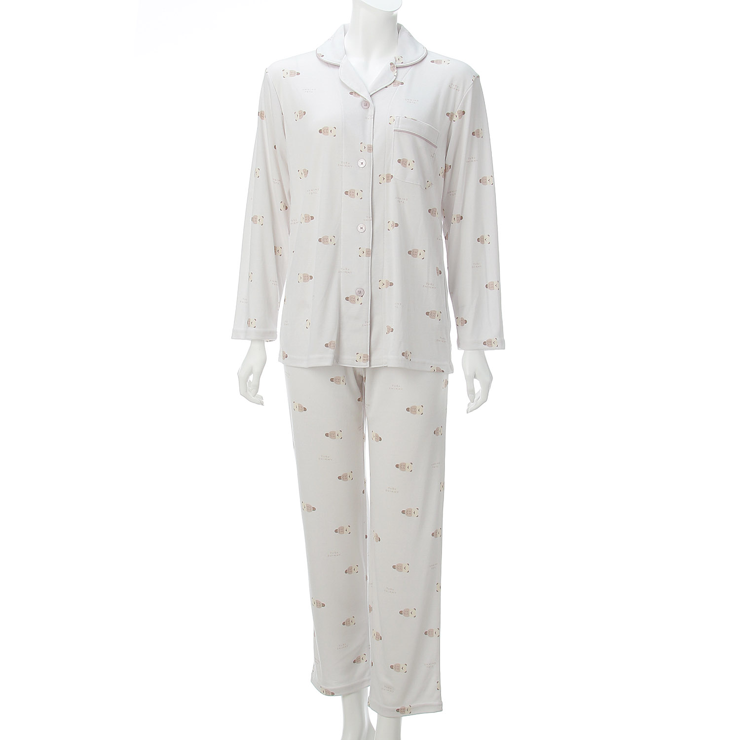 ゆるすいみー TRスムース 総柄 長袖長パンツ シャツパジャマ レディース - 画像1