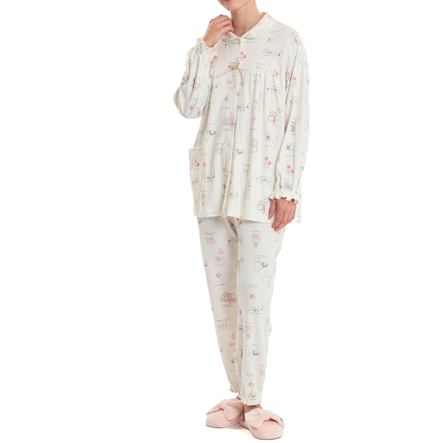 Narue スムースレディキャットギャザーパジャマ - 画像2