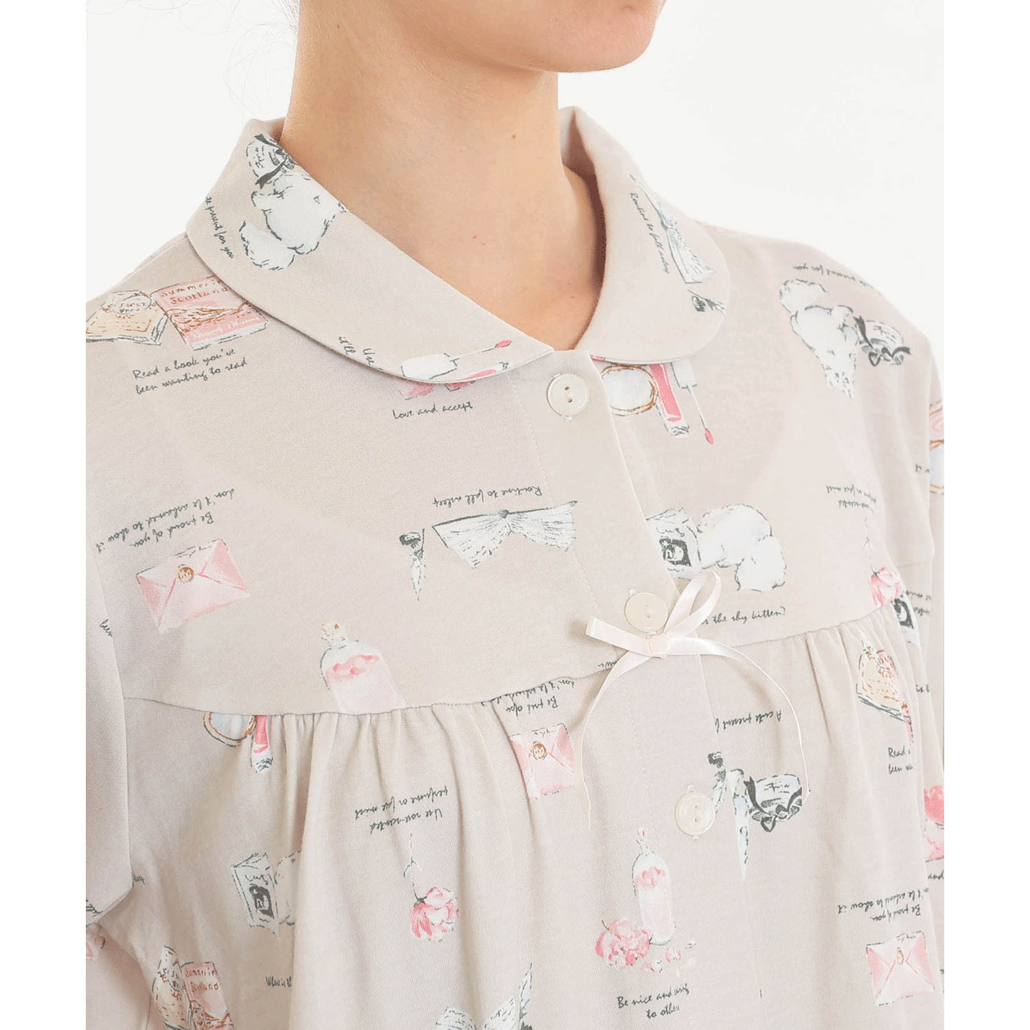 Narue スムースレディキャットギャザーパジャマ - 画像12