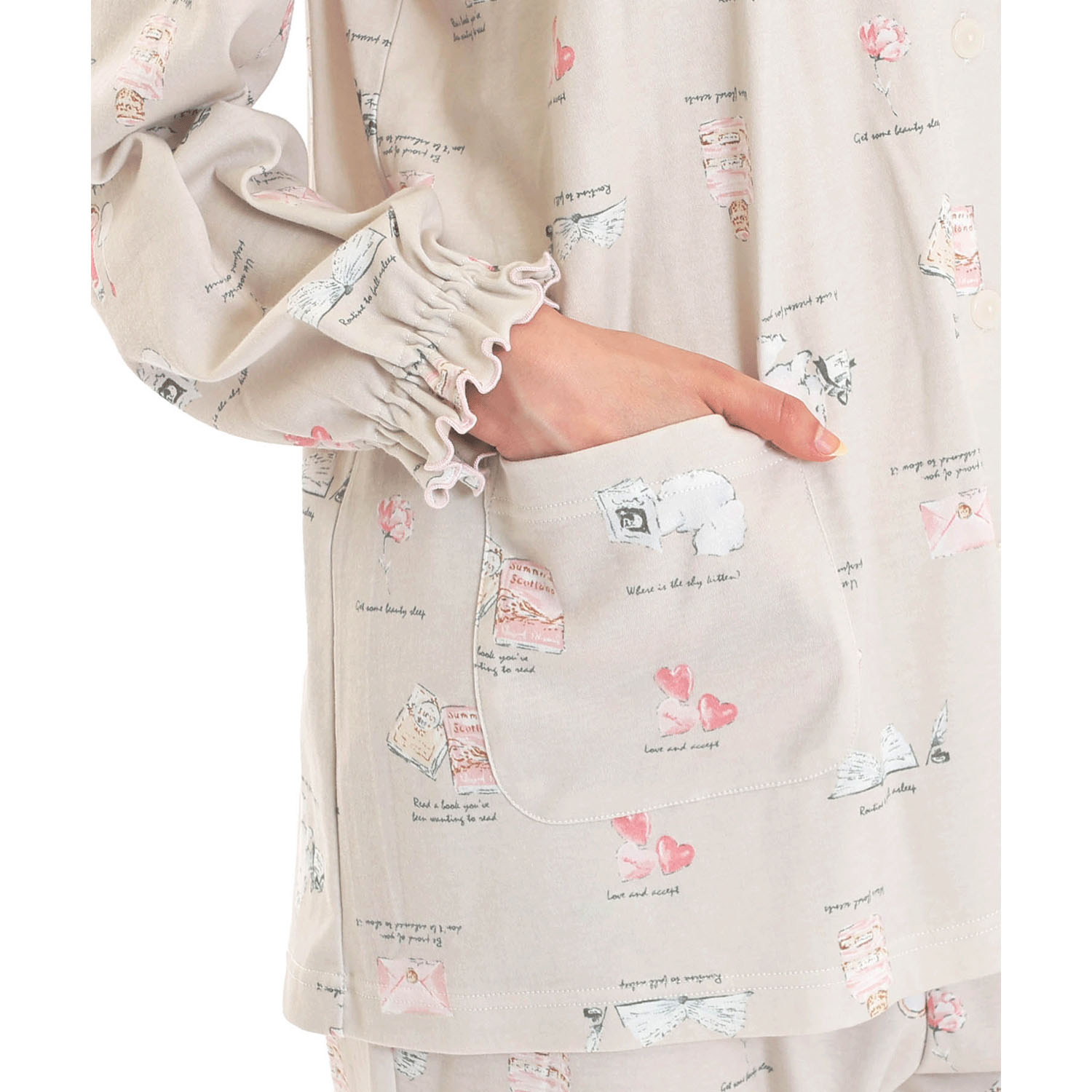 Narue スムースレディキャットギャザーパジャマ - 画像13