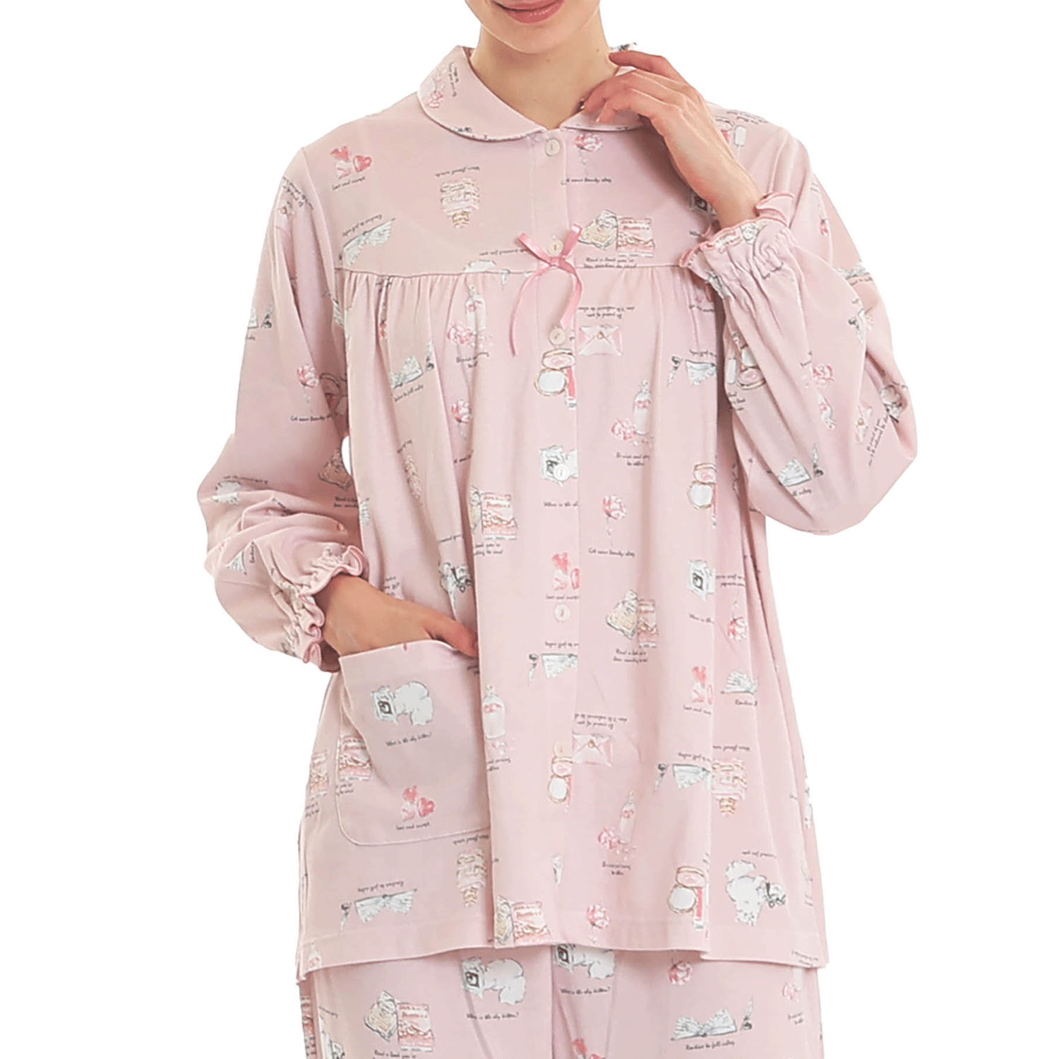 Narue スムースレディキャットギャザーパジャマ - 画像17