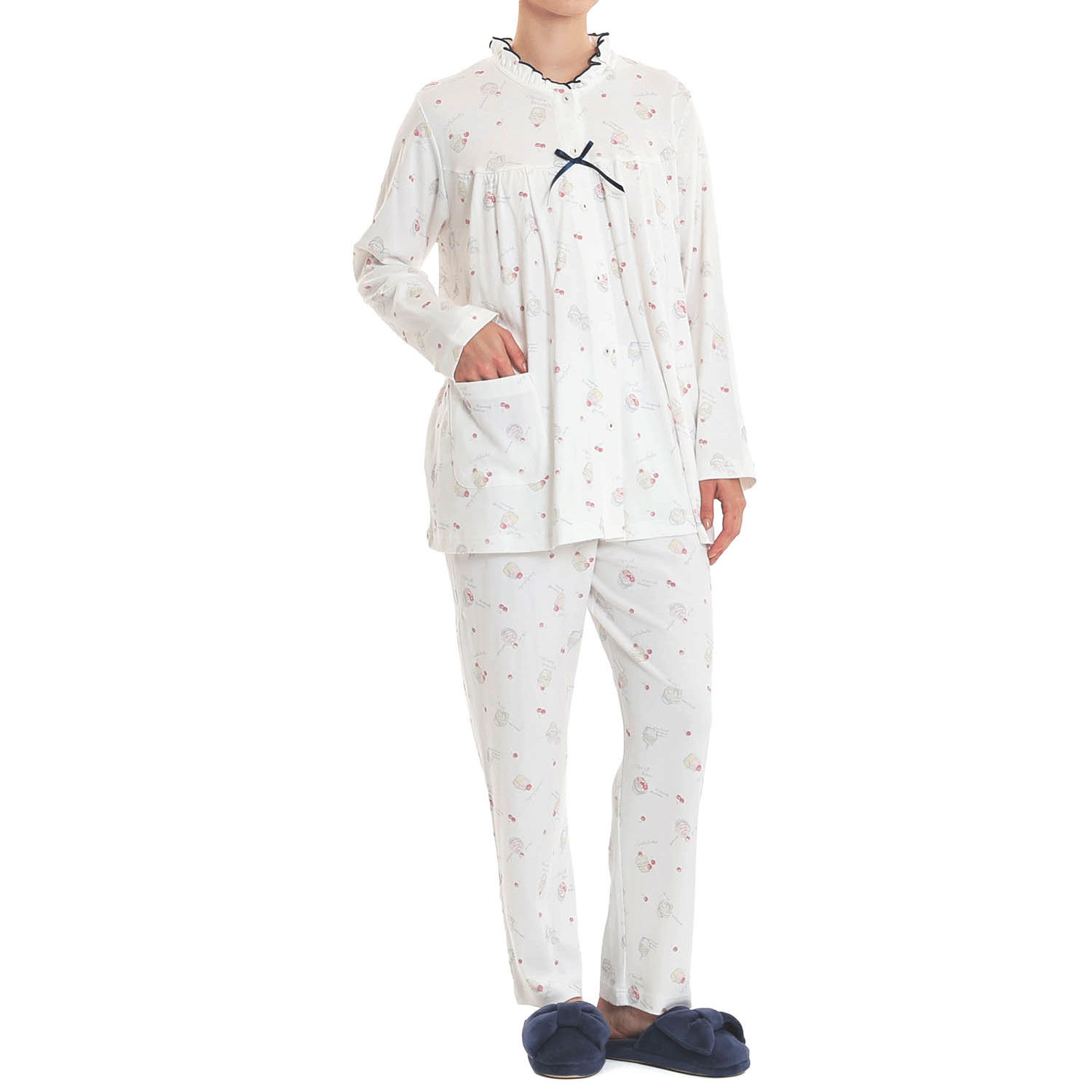 Narue スムースカップケーキギャザーパジャマ - 画像2