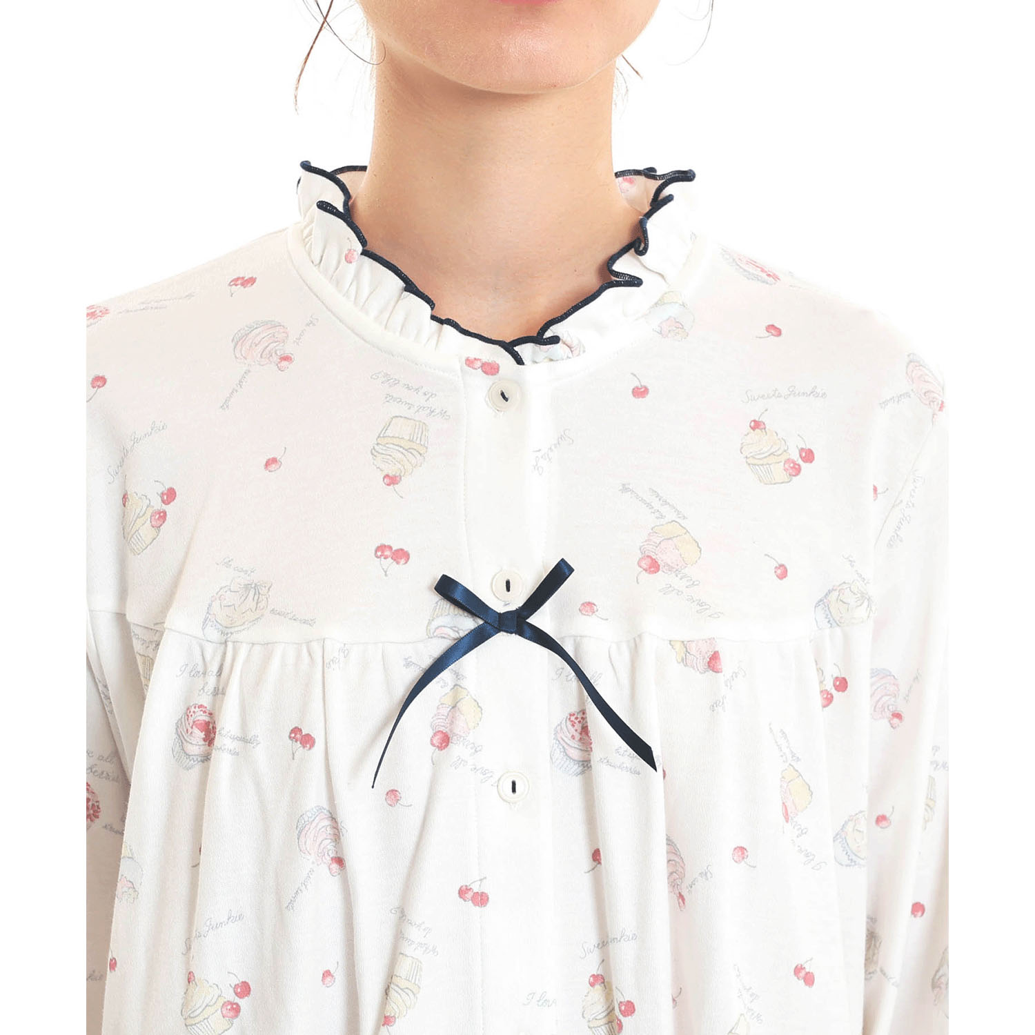 Narue スムースカップケーキギャザーパジャマ - 画像4