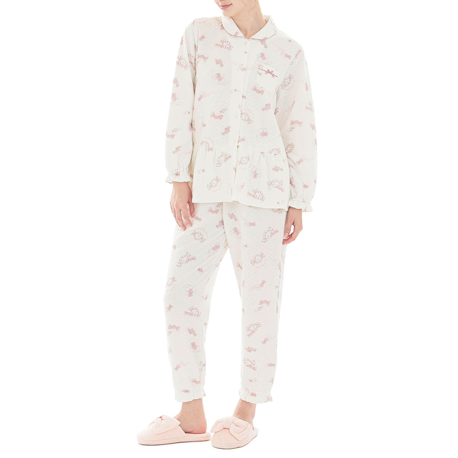 Narue 接結（綿入り）ボンボンキャットシャツパジャマ - 画像2