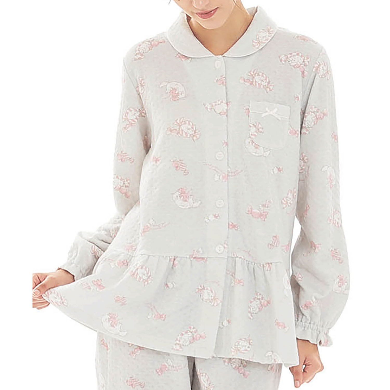 Narue 接結（綿入り）ボンボンキャットシャツパジャマ - 画像9