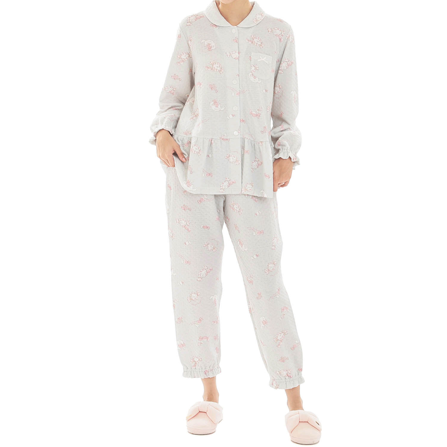 Narue 接結（綿入り）ボンボンキャットシャツパジャマ - 画像10