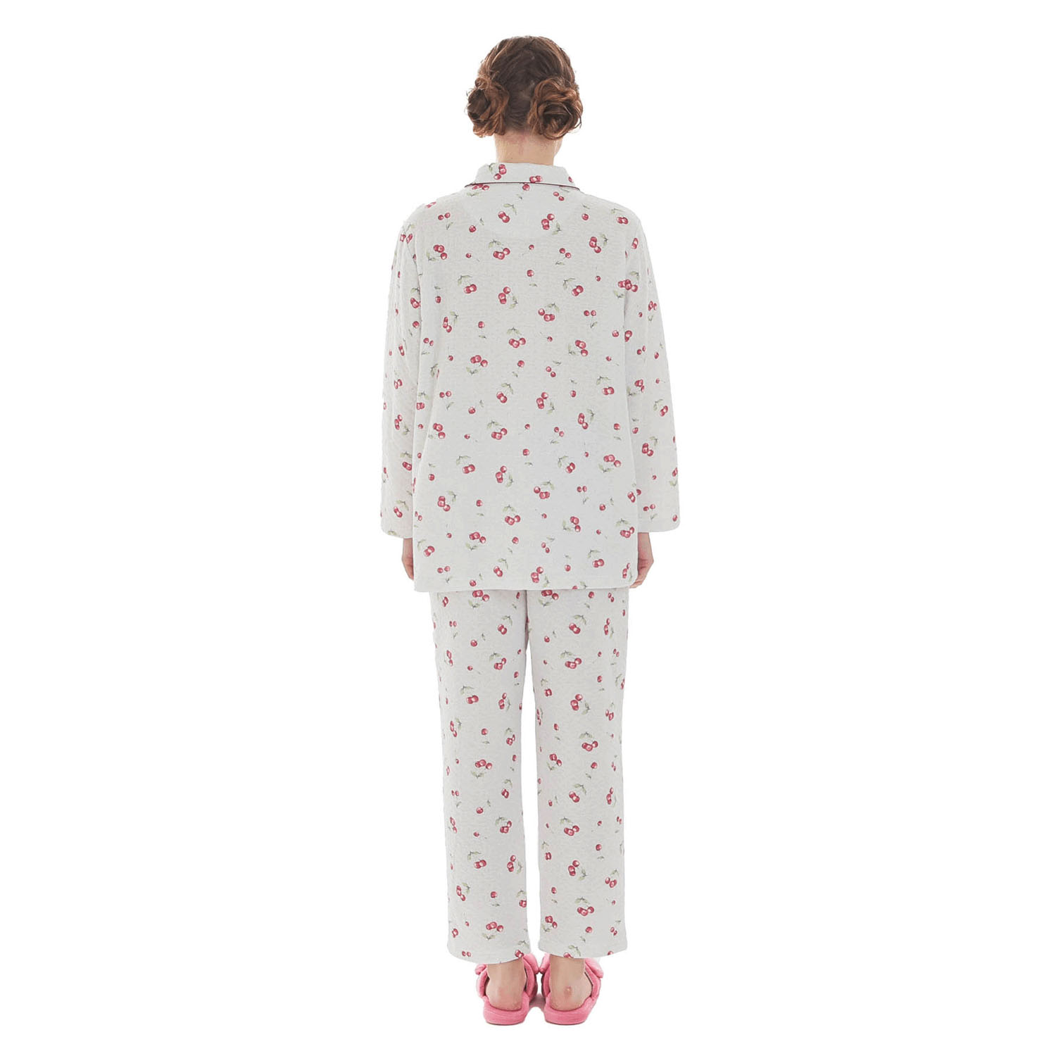 Narue 接結（綿入り）チェリーシャツパジャマ - 画像13