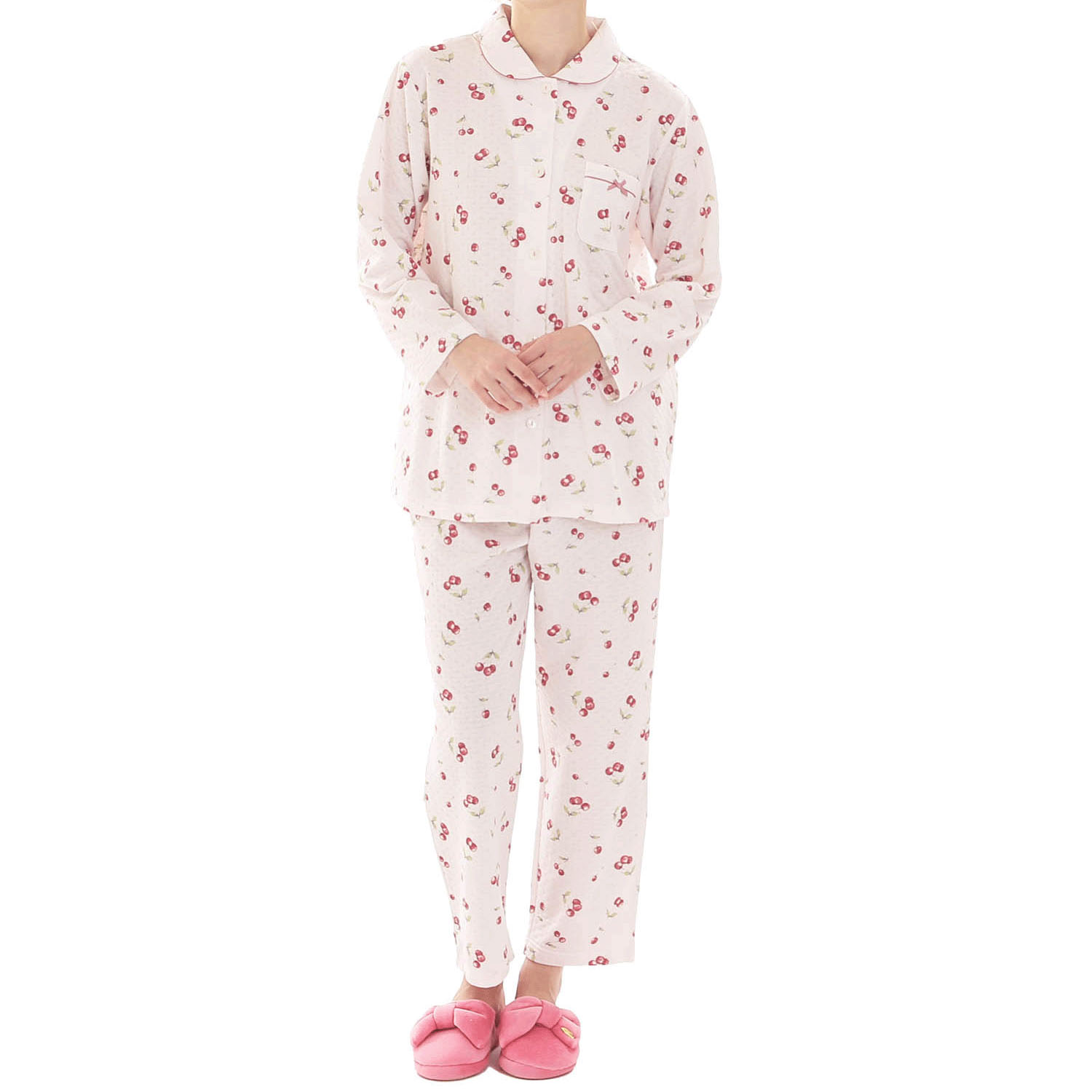 Narue 接結（綿入り）チェリーシャツパジャマ - 画像15