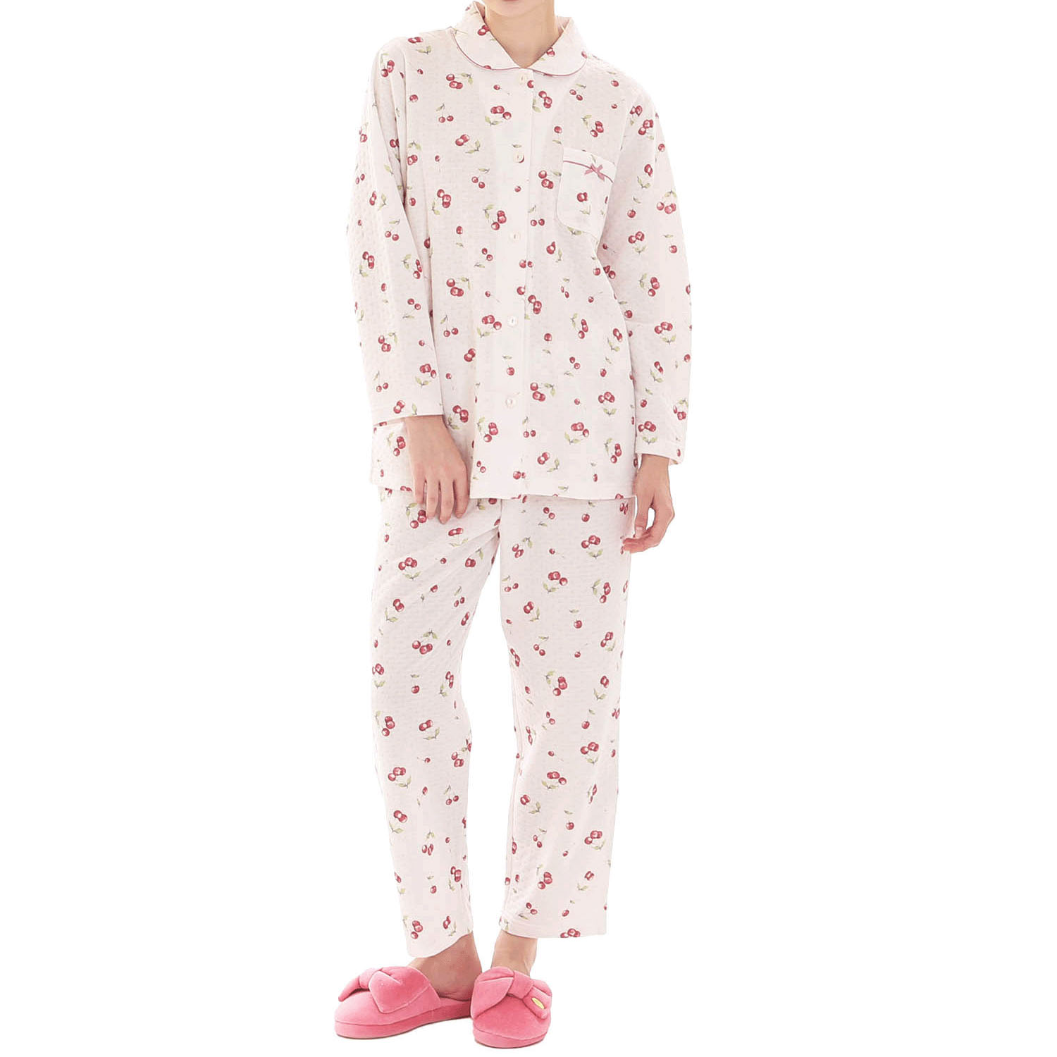 Narue 接結（綿入り）チェリーシャツパジャマ - 画像16