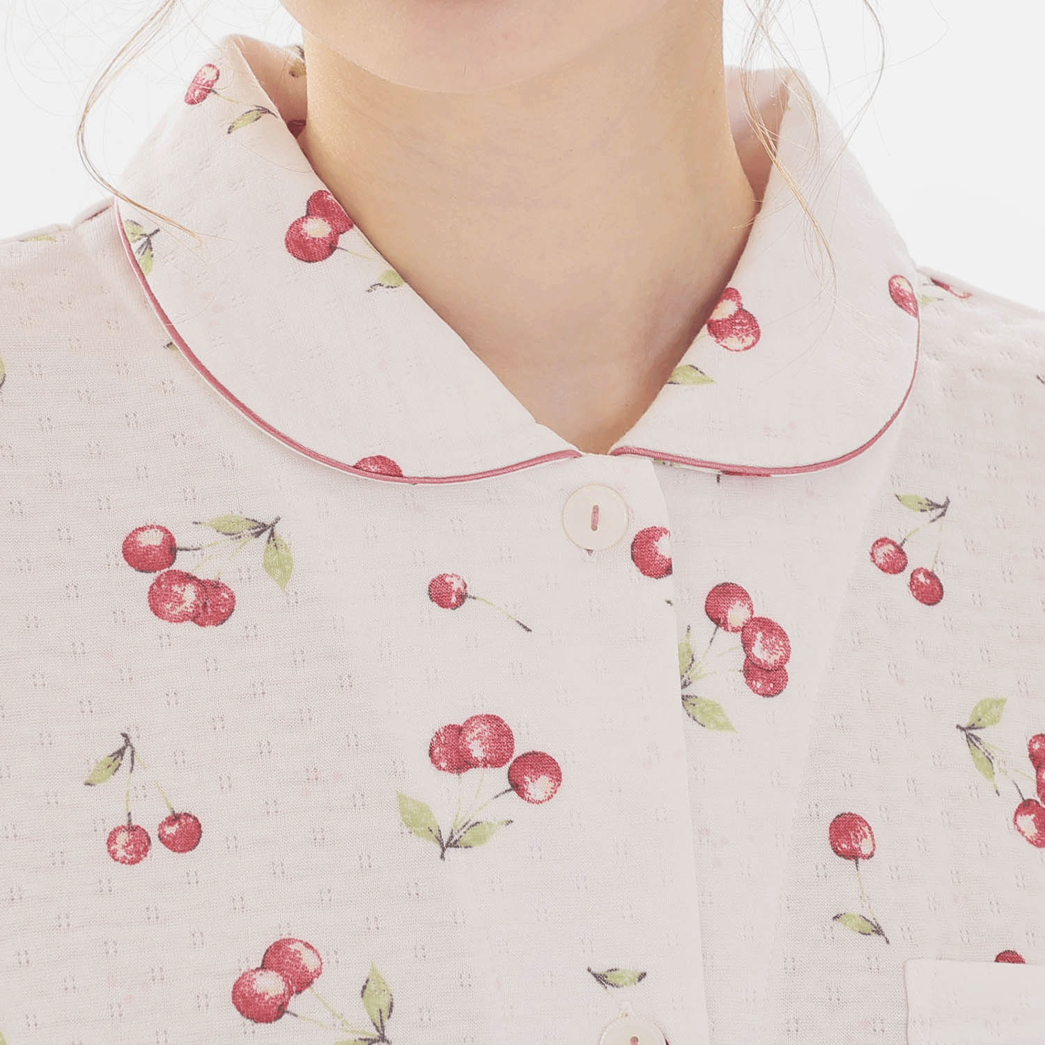Narue 接結（綿入り）チェリーシャツパジャマ - 画像17