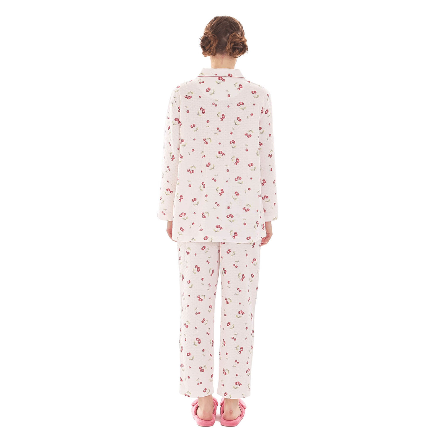 Narue 接結（綿入り）チェリーシャツパジャマ - 画像20