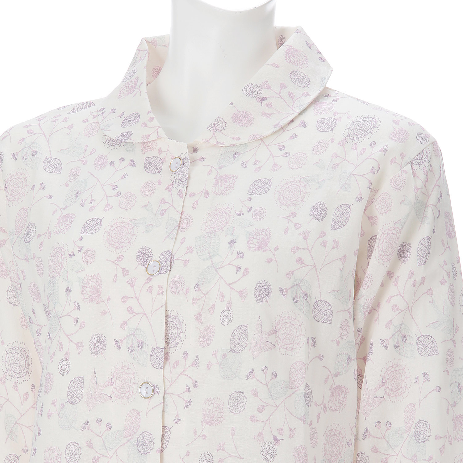 婦人ガーゼ全開シャツパジャマ S／M／L 日本製 - 画像5