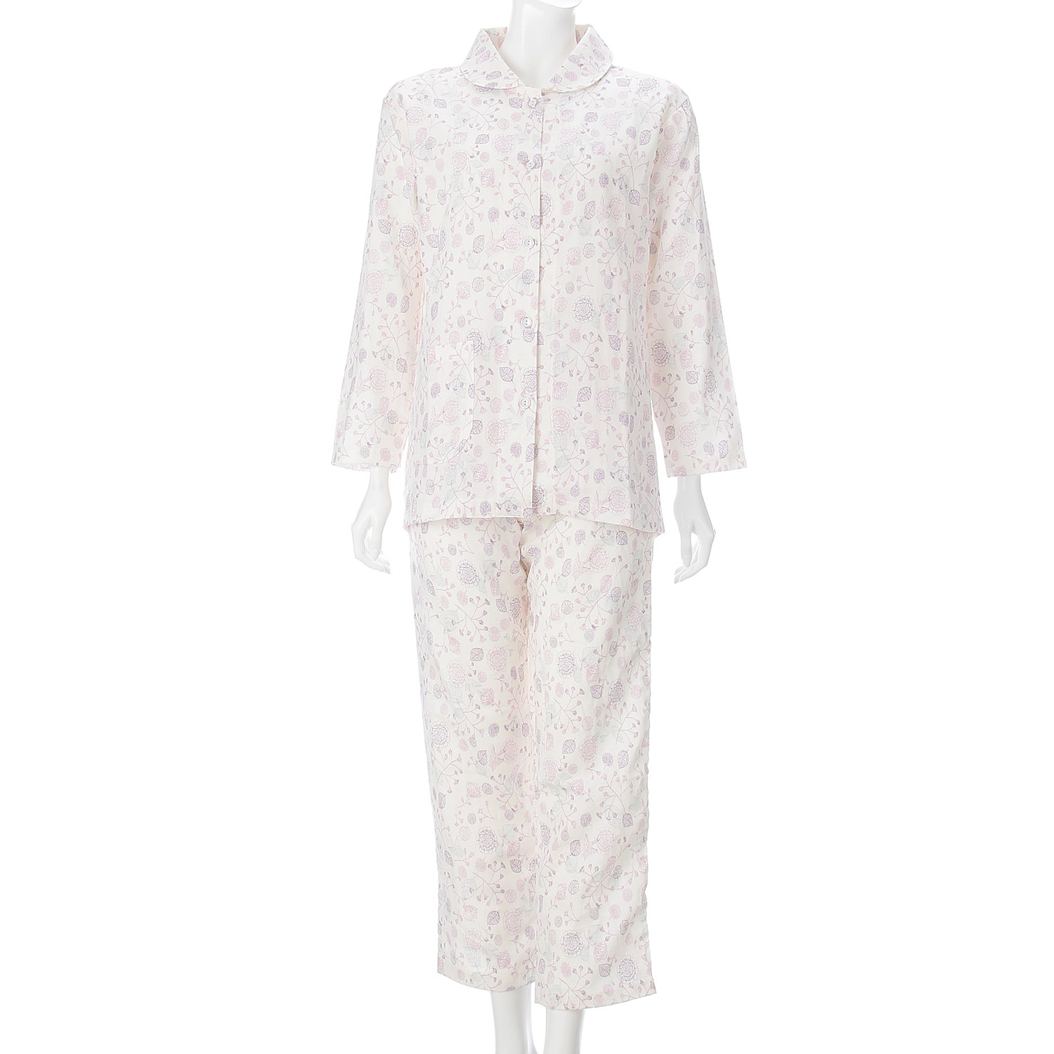 婦人ガーゼ全開シャツパジャマ LL 日本製 - 画像3